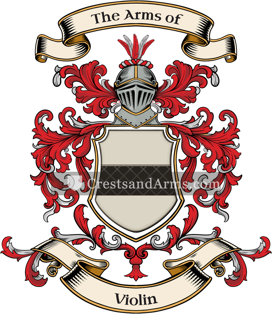 The Violin coat of arms, drawn from the recorded blazon