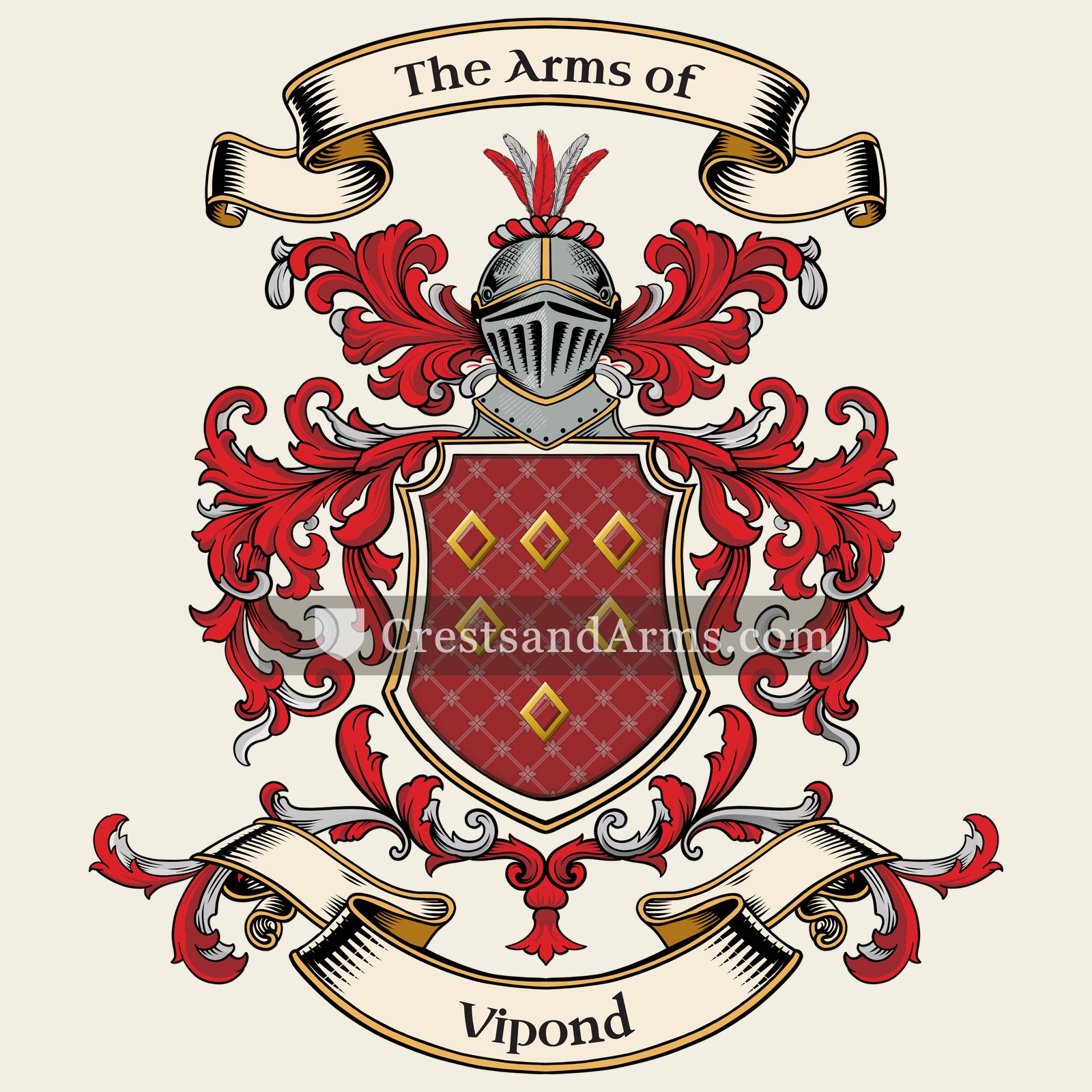 The Vipond coat of arms, drawn from the recorded blazon