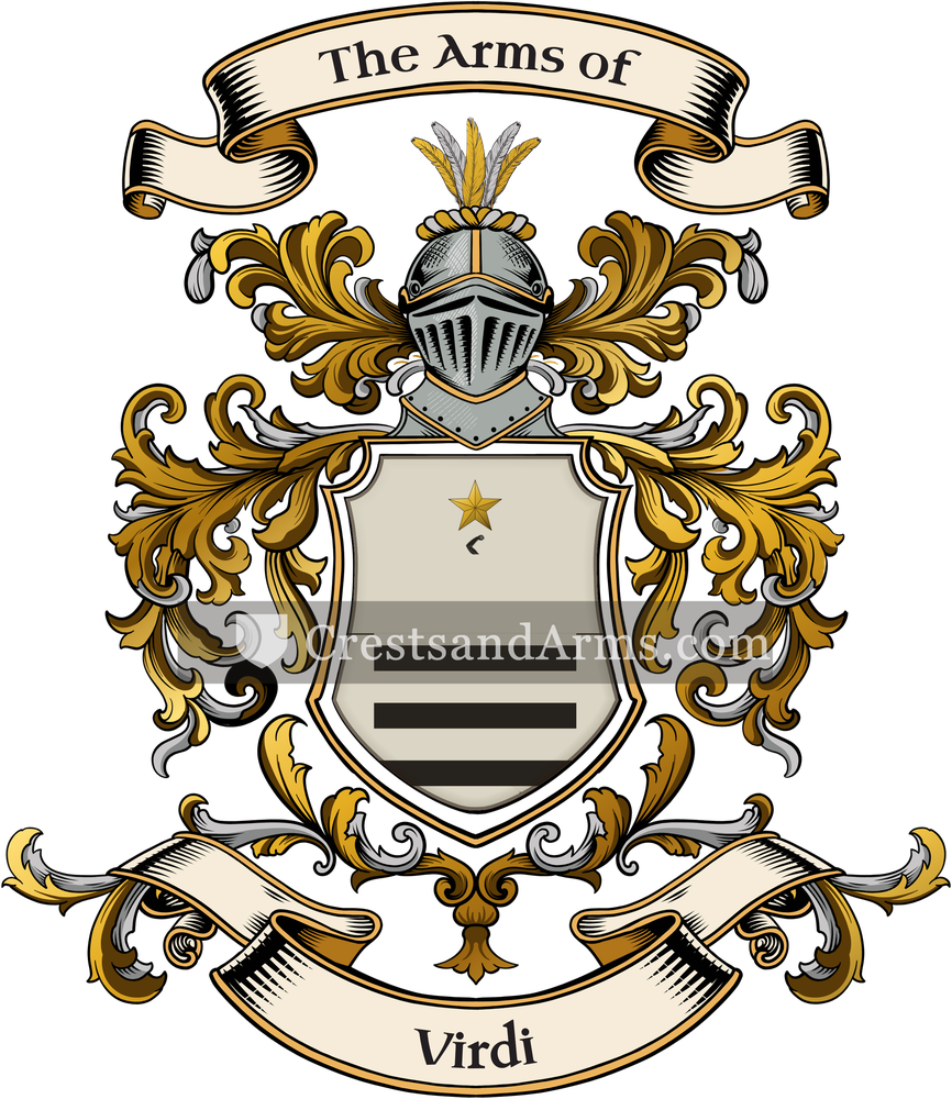 The Virdi coat of arms, drawn from the recorded blazon