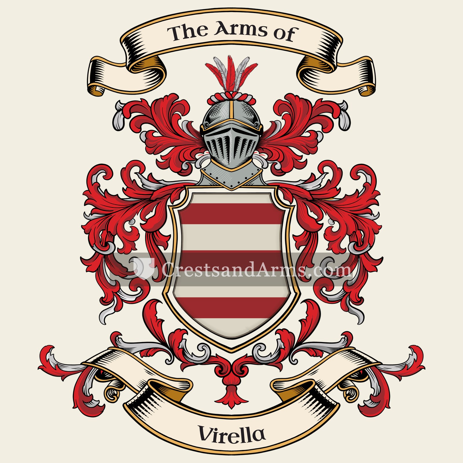 The Virella coat of arms, drawn from the recorded blazon