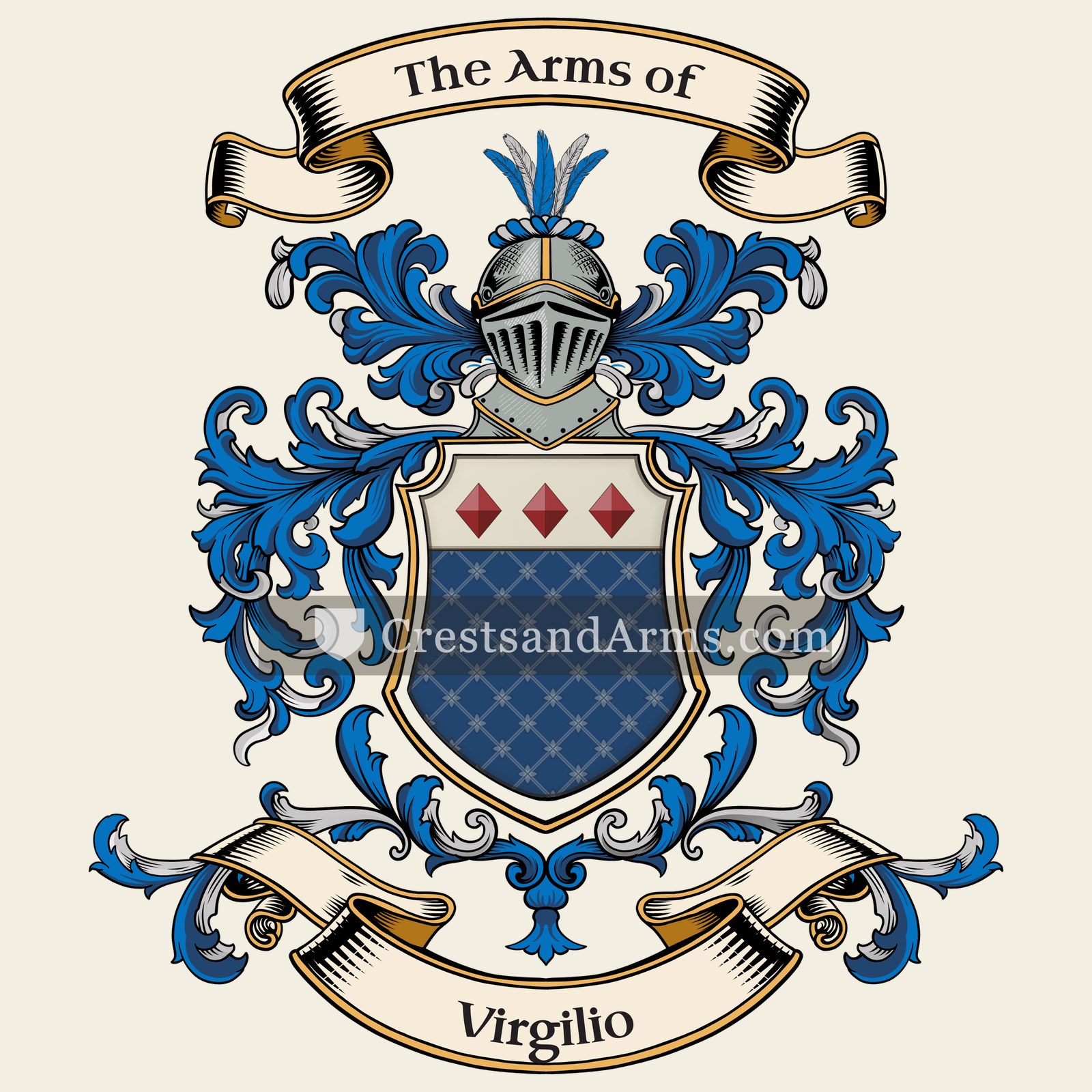 The Virgilio coat of arms, drawn from the recorded blazon