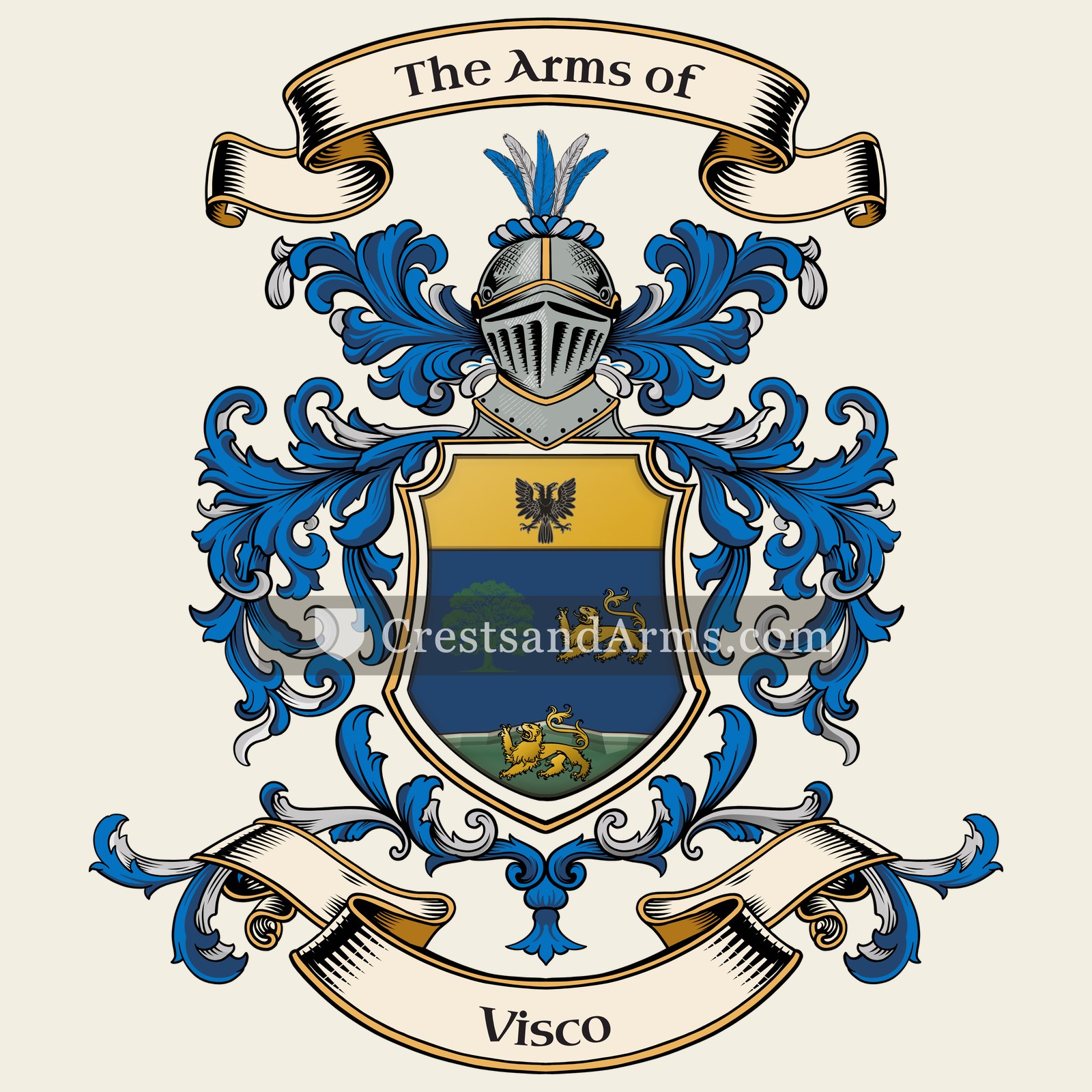 The Visco coat of arms, drawn from the recorded blazon