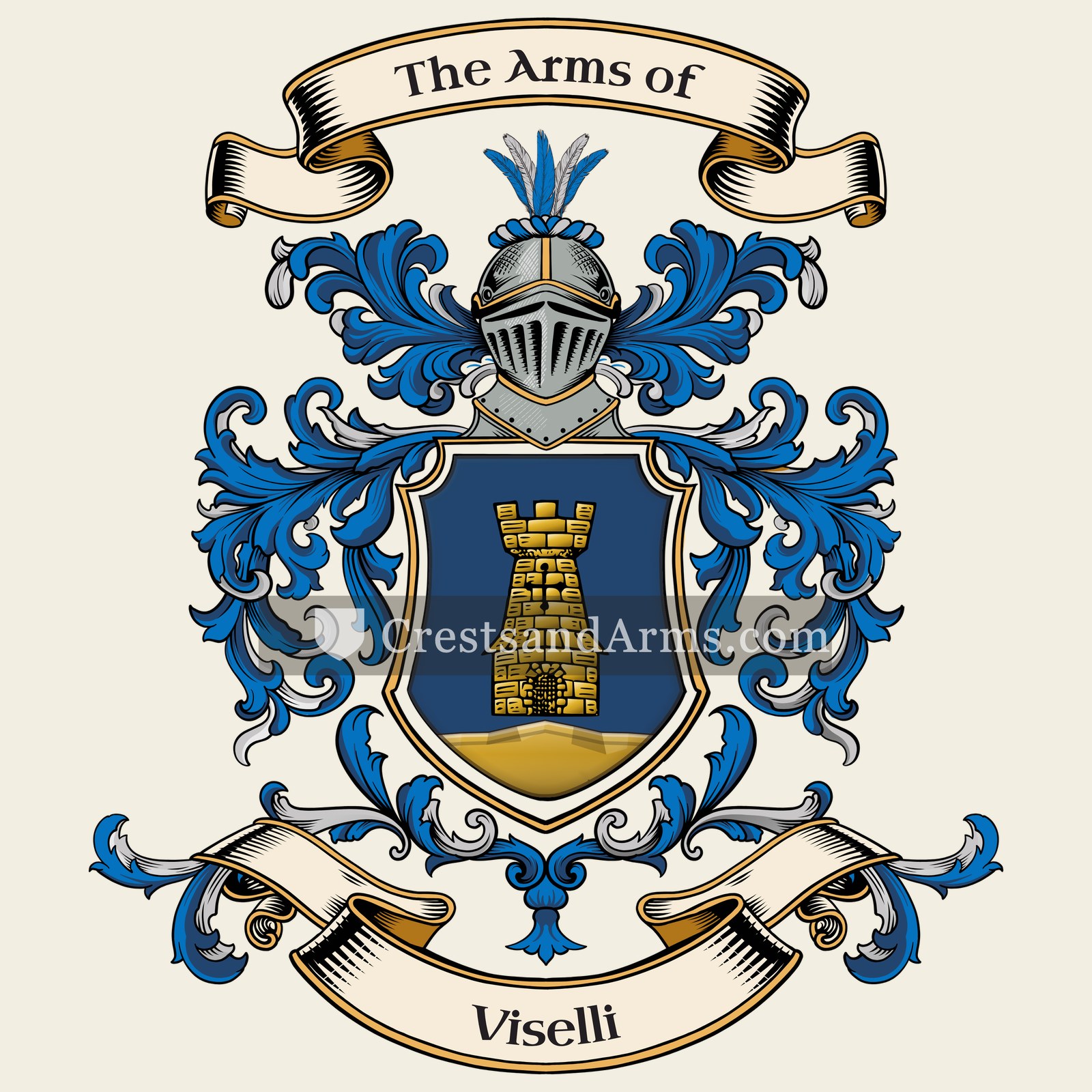 The Viselli coat of arms, drawn from the recorded blazon