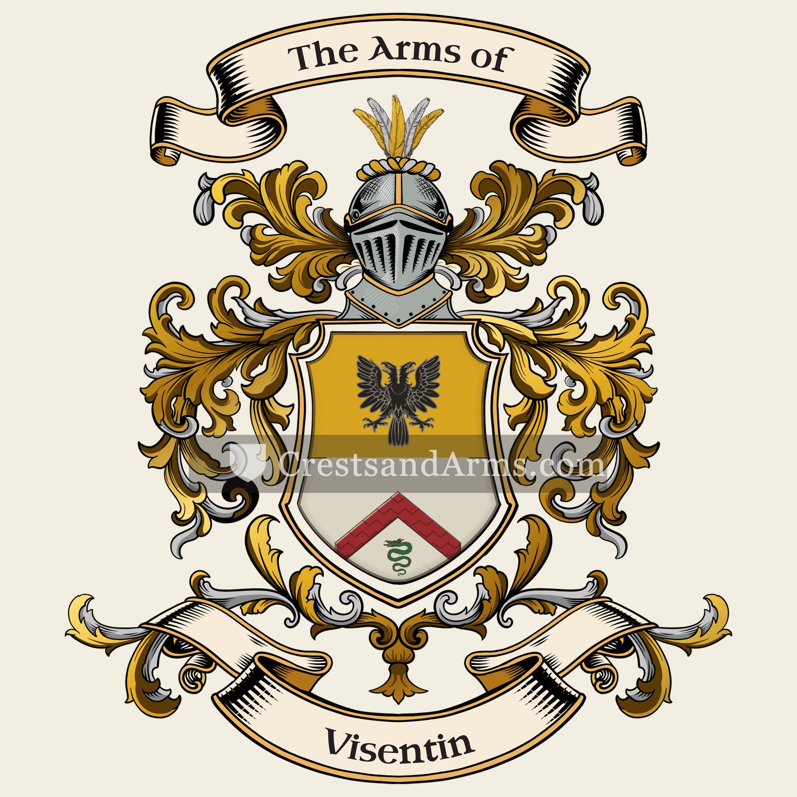 The Visentin coat of arms, drawn from the recorded blazon