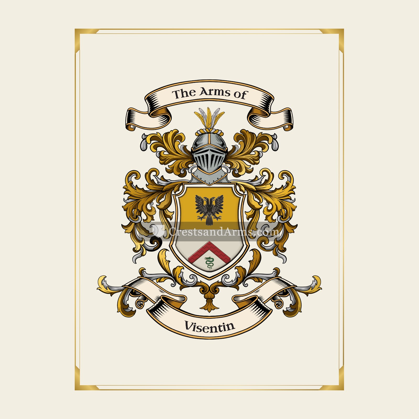 With gold border