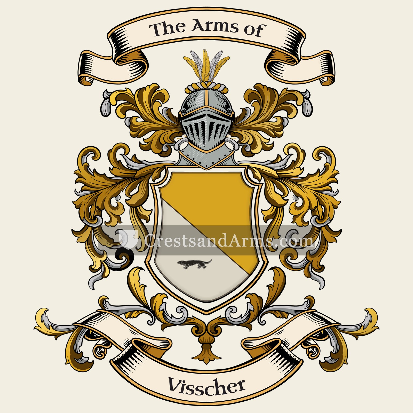 The Visscher coat of arms, drawn from the recorded blazon