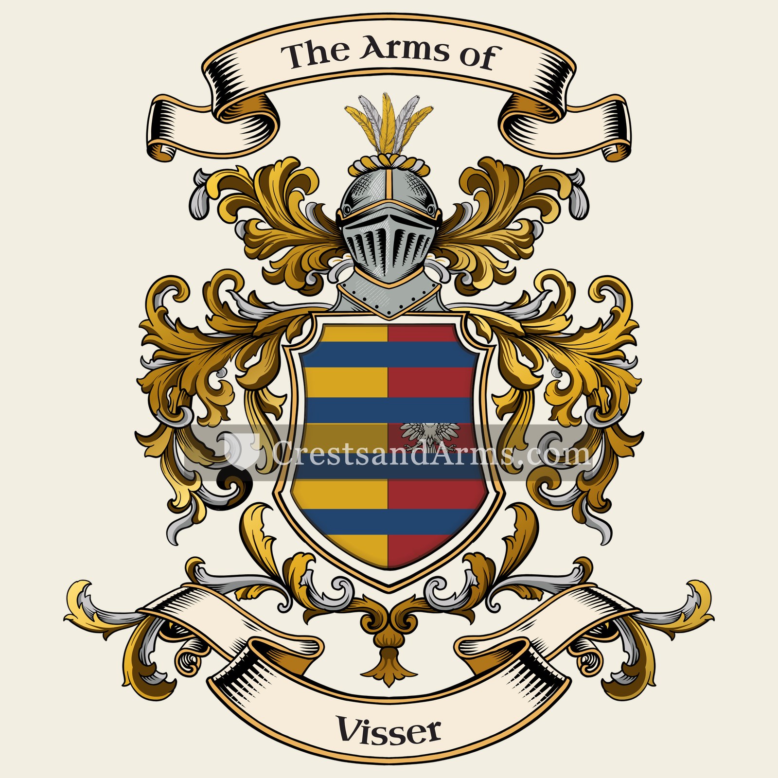 The Visser coat of arms, drawn from the recorded blazon