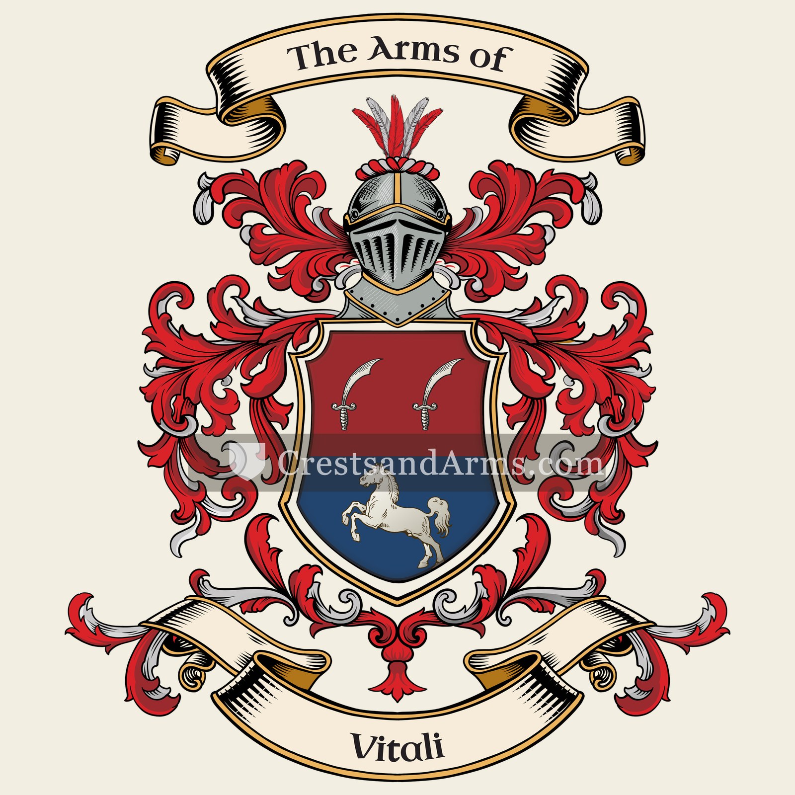 The Vitali coat of arms, drawn from the recorded blazon