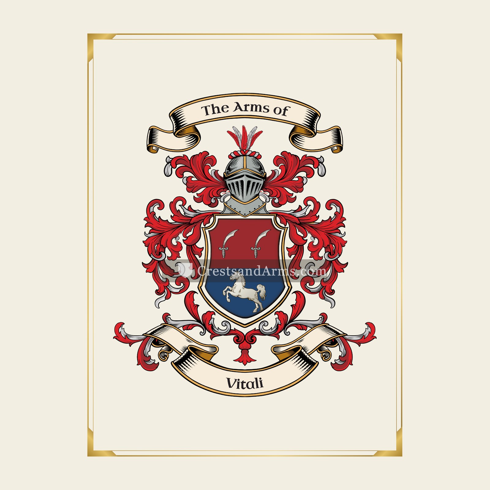 With gold border