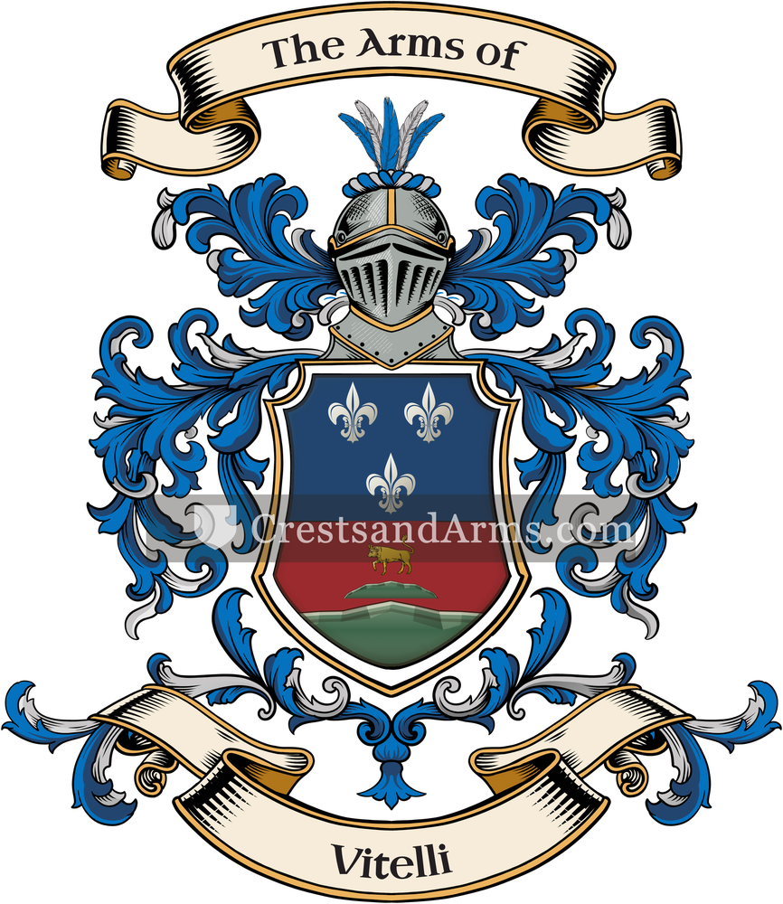 The Vitelli coat of arms, drawn from the recorded blazon