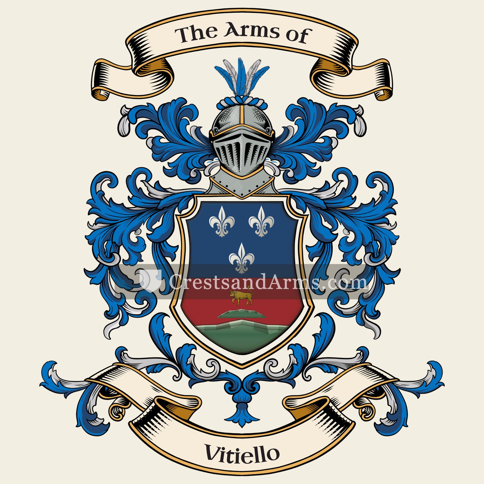 The Vitiello coat of arms, drawn from the recorded blazon