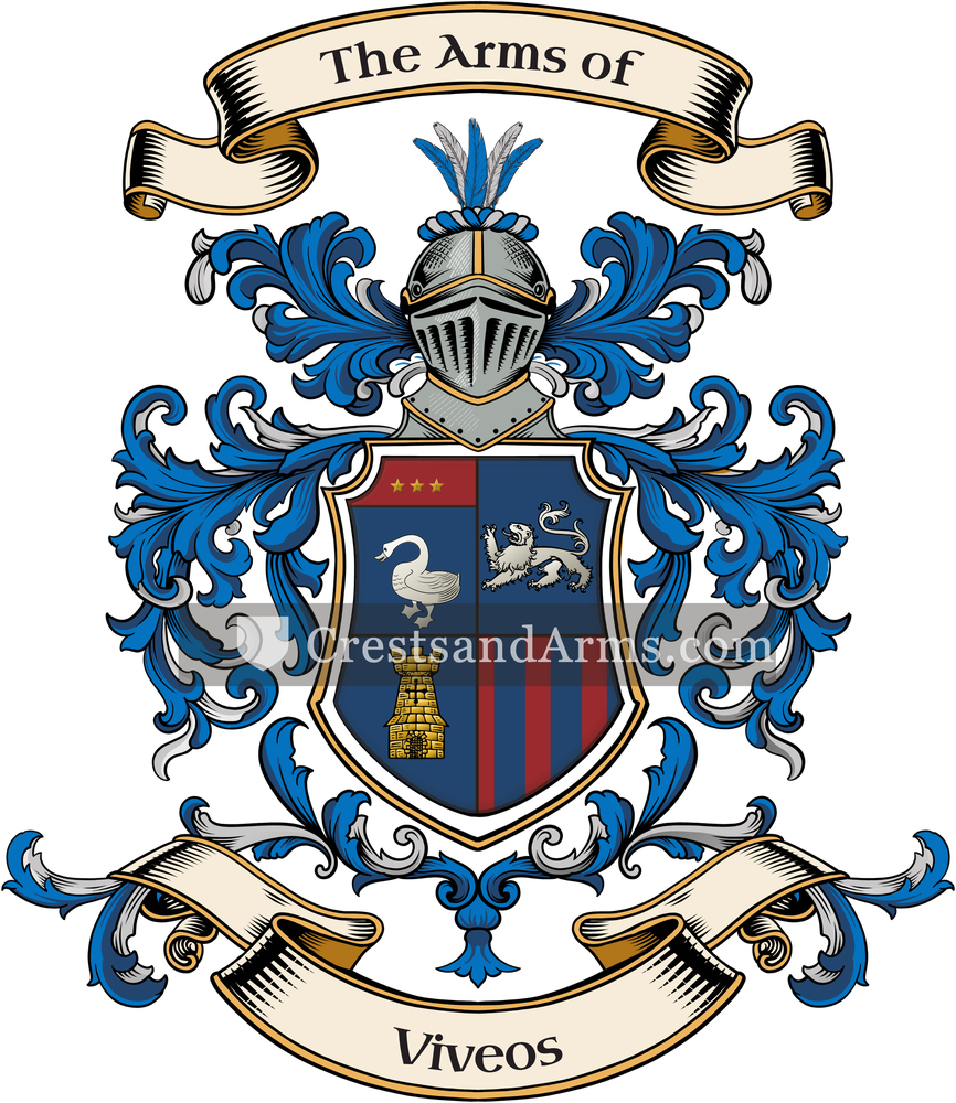 The Viveos coat of arms, drawn from the recorded blazon