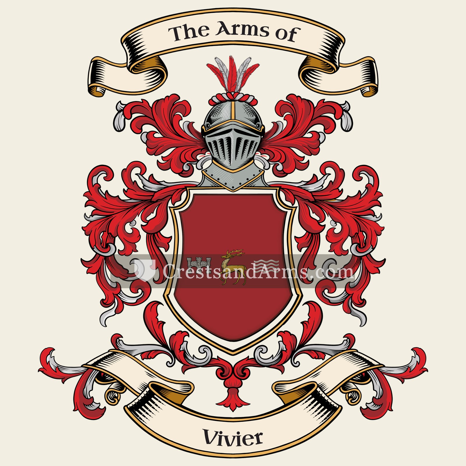 The Vivier coat of arms, drawn from the recorded blazon