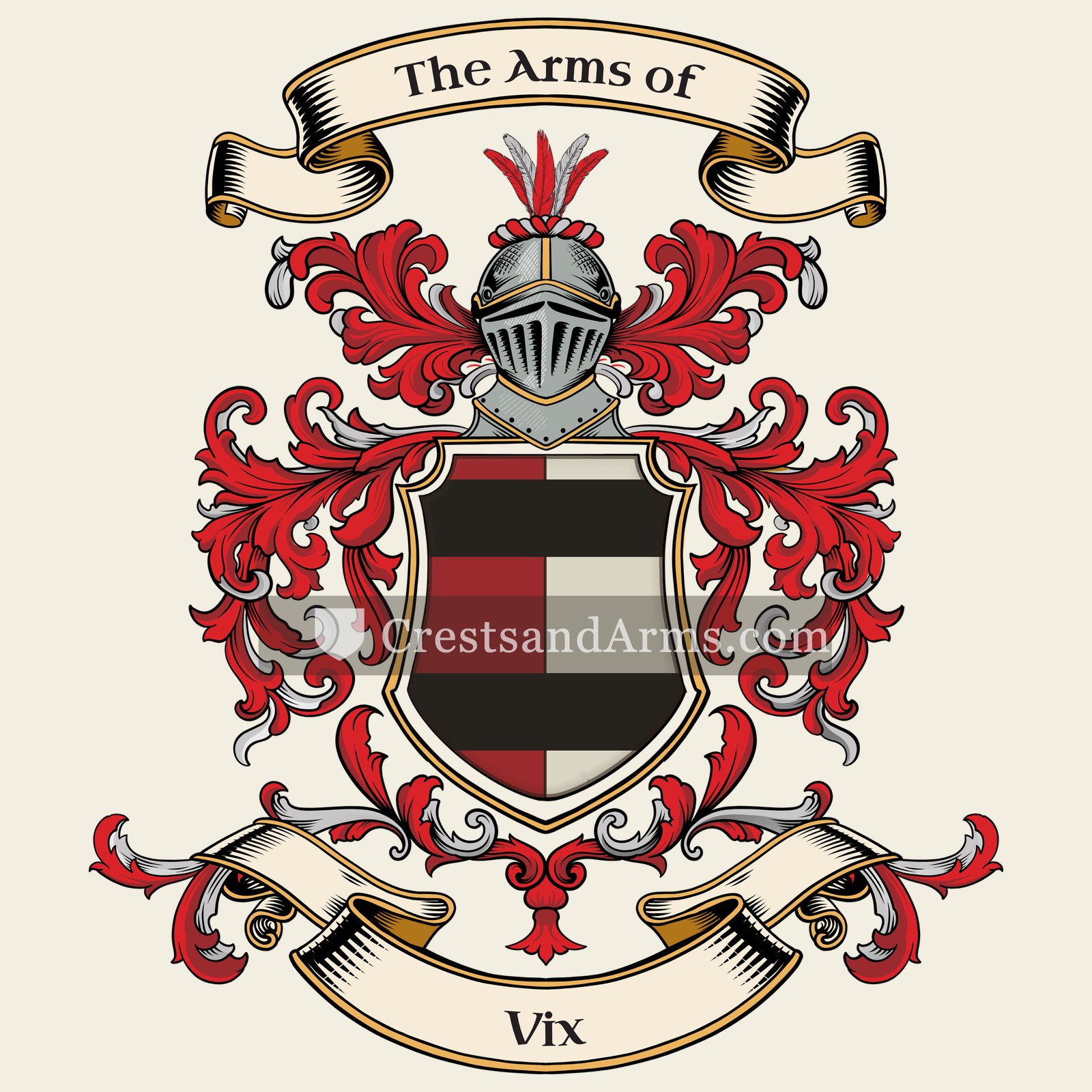 The Vix coat of arms, drawn from the recorded blazon