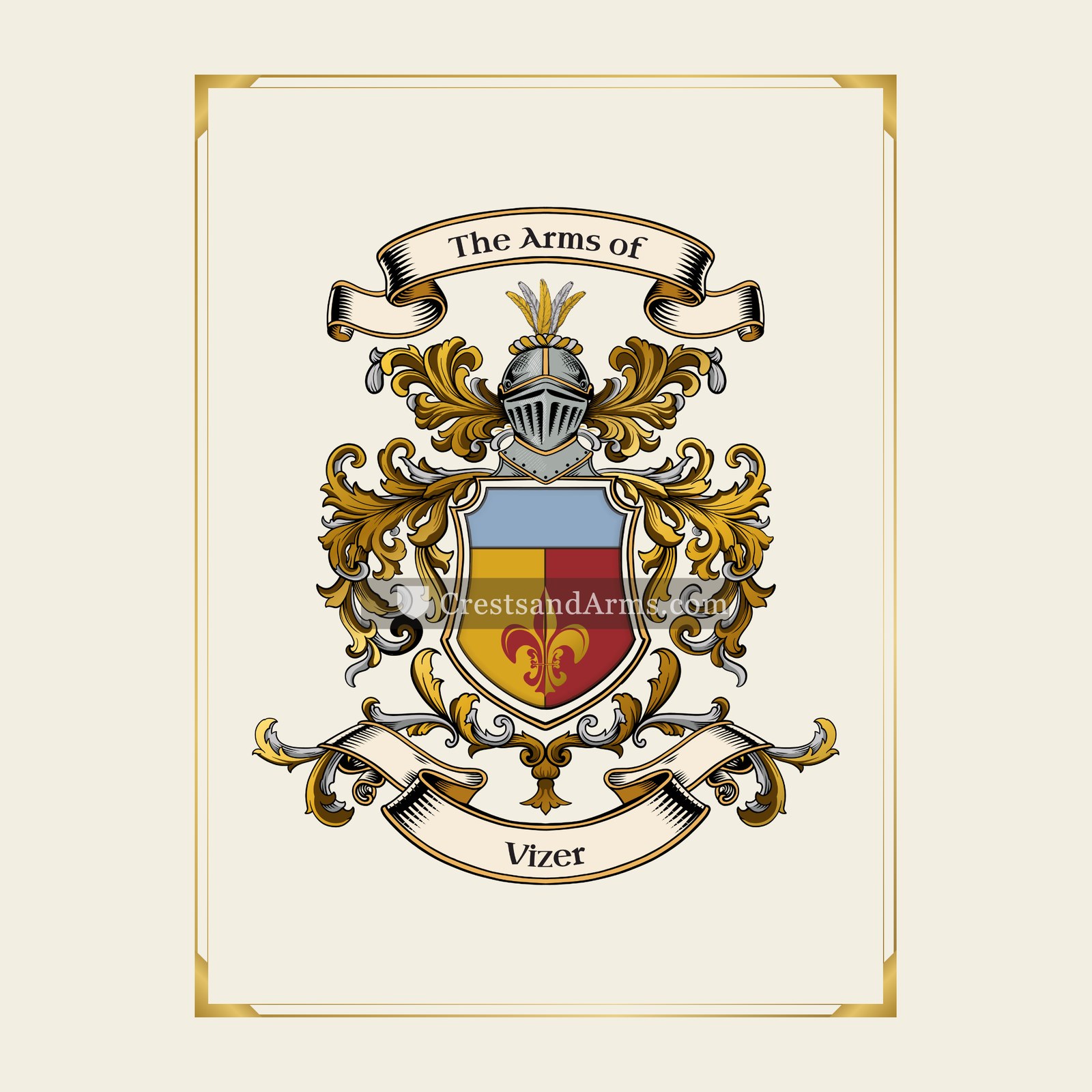 With gold border