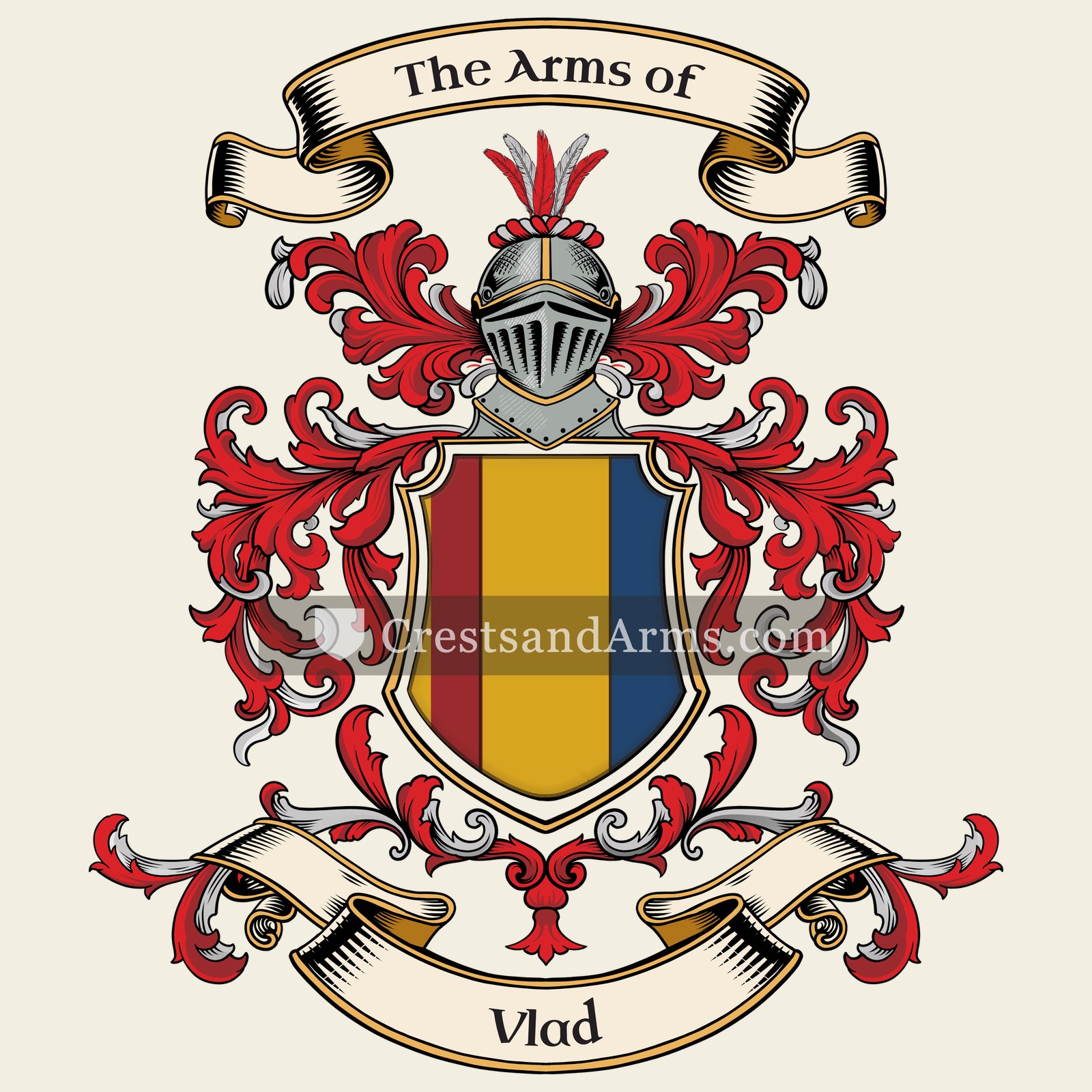 The Vlad coat of arms, drawn from the recorded blazon