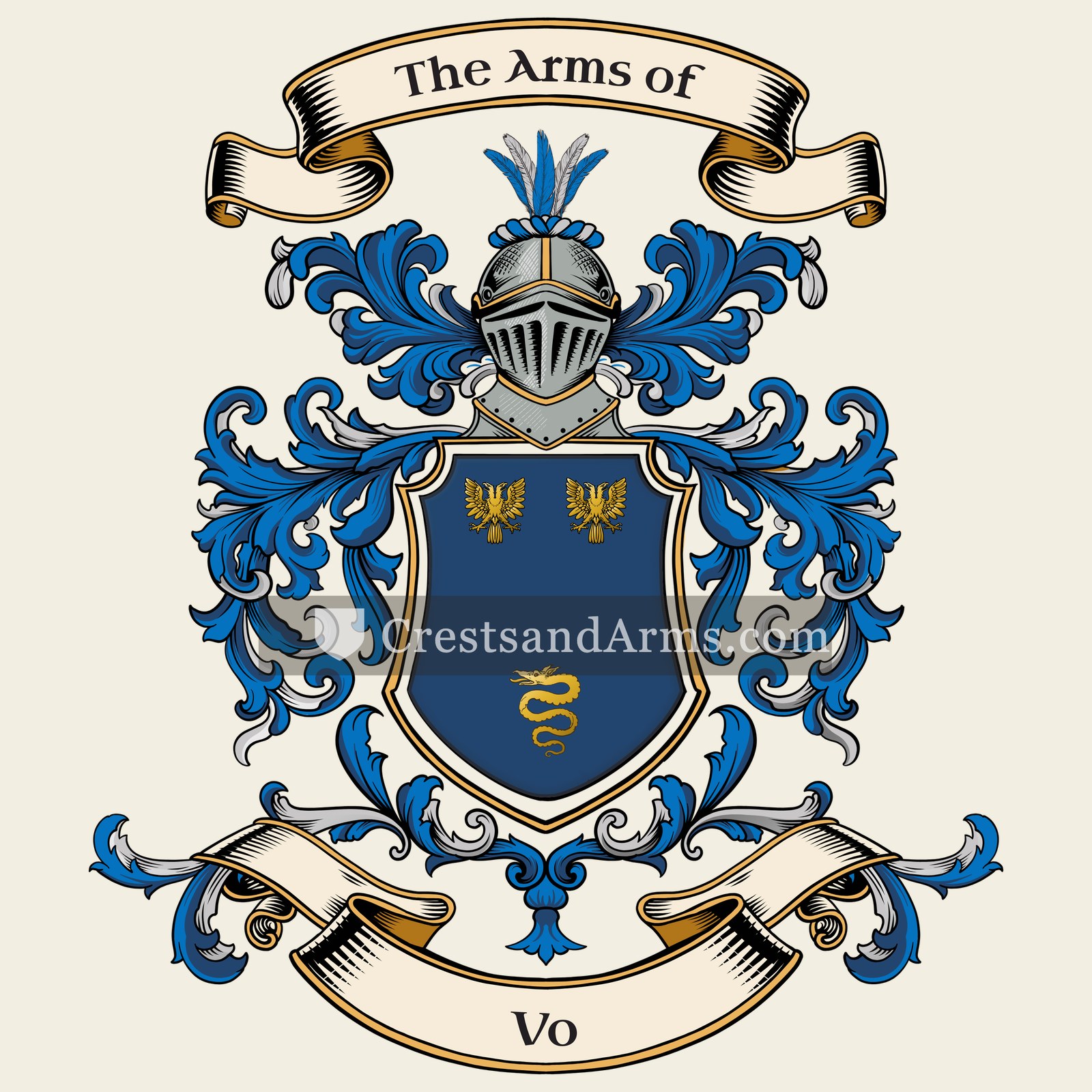 The Vo coat of arms, drawn from the recorded blazon