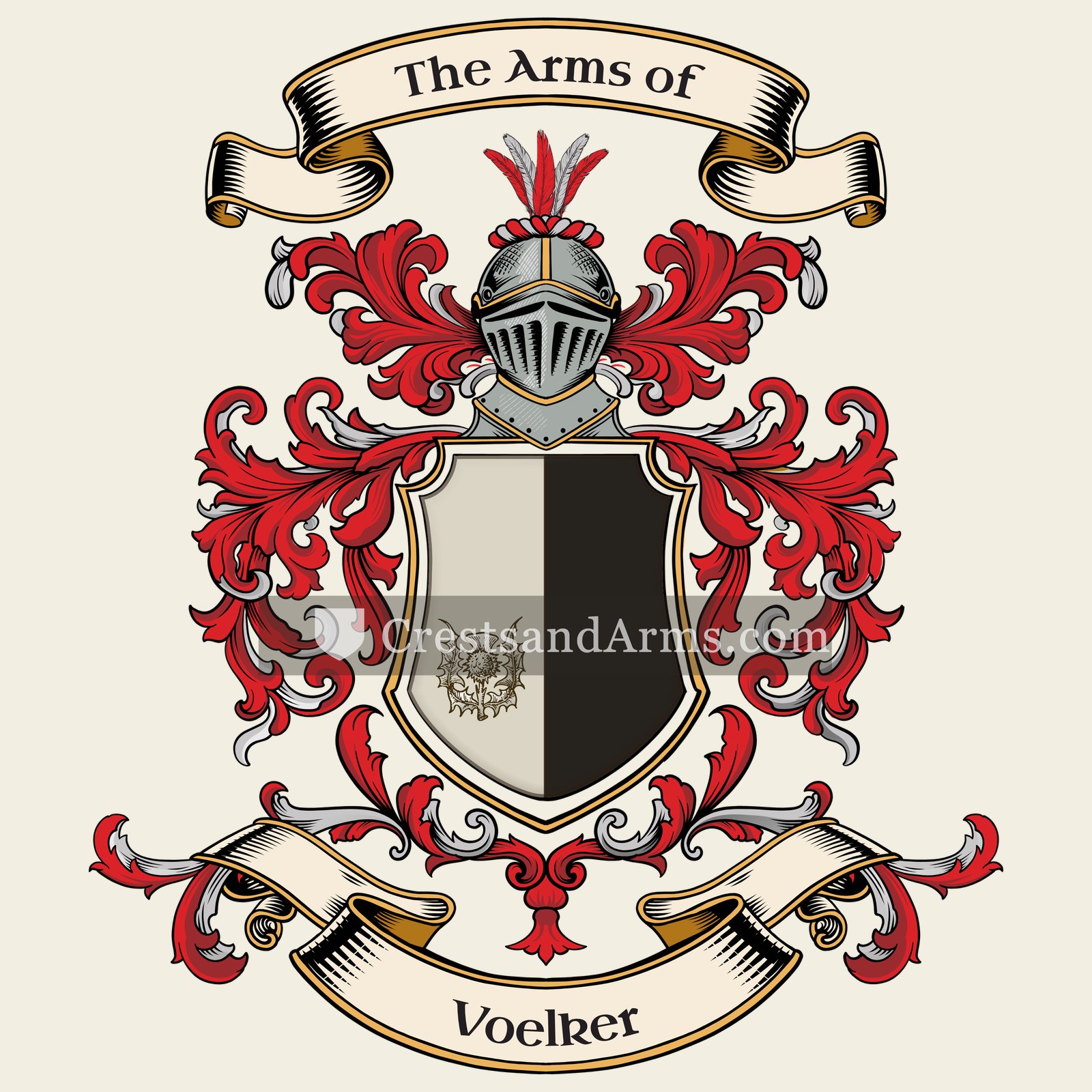 The Voelker coat of arms, drawn from the recorded blazon