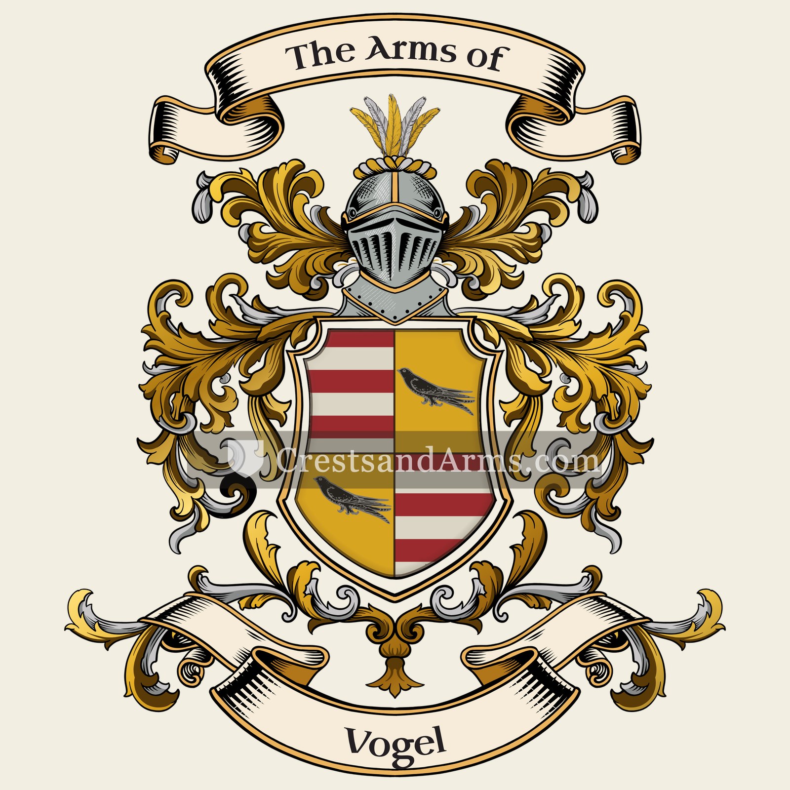 The Vogel coat of arms, drawn from the recorded blazon