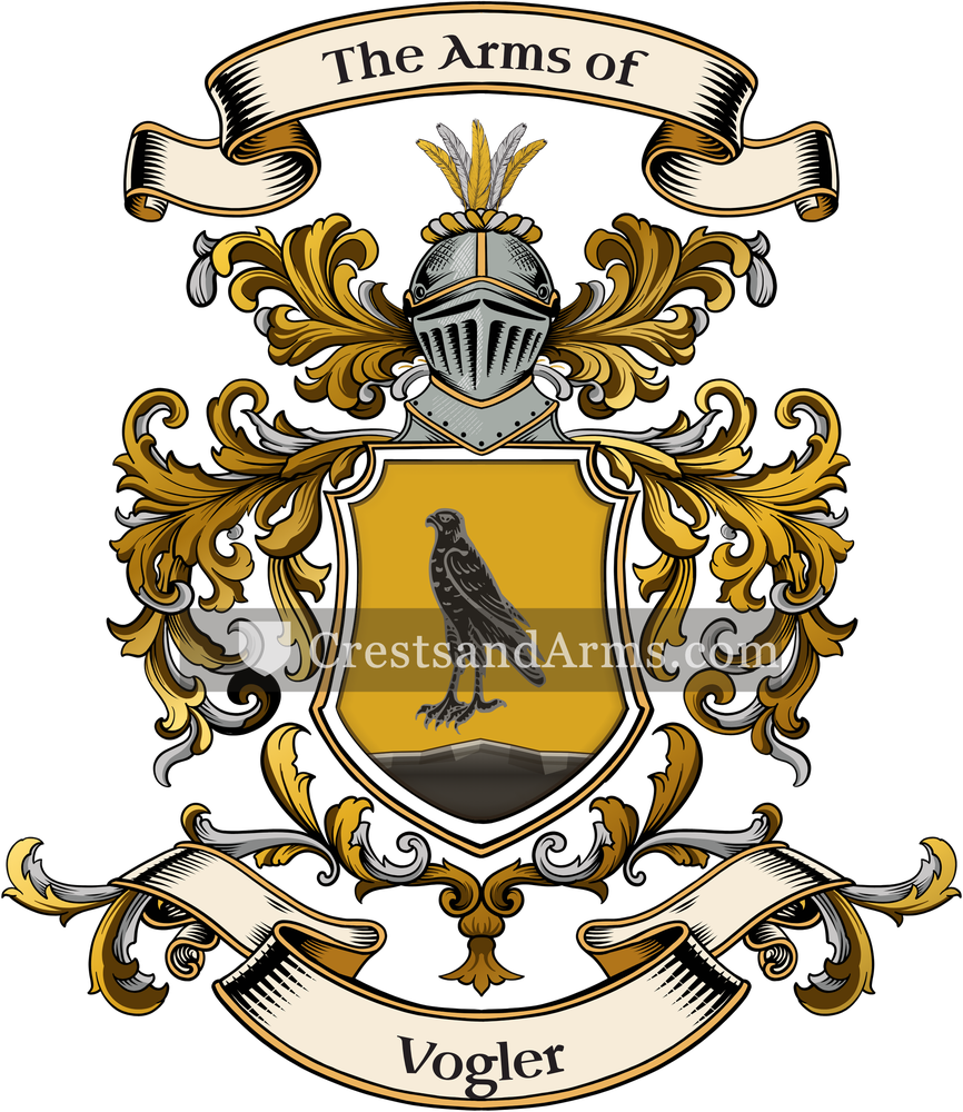The Vogler coat of arms, drawn from the recorded blazon