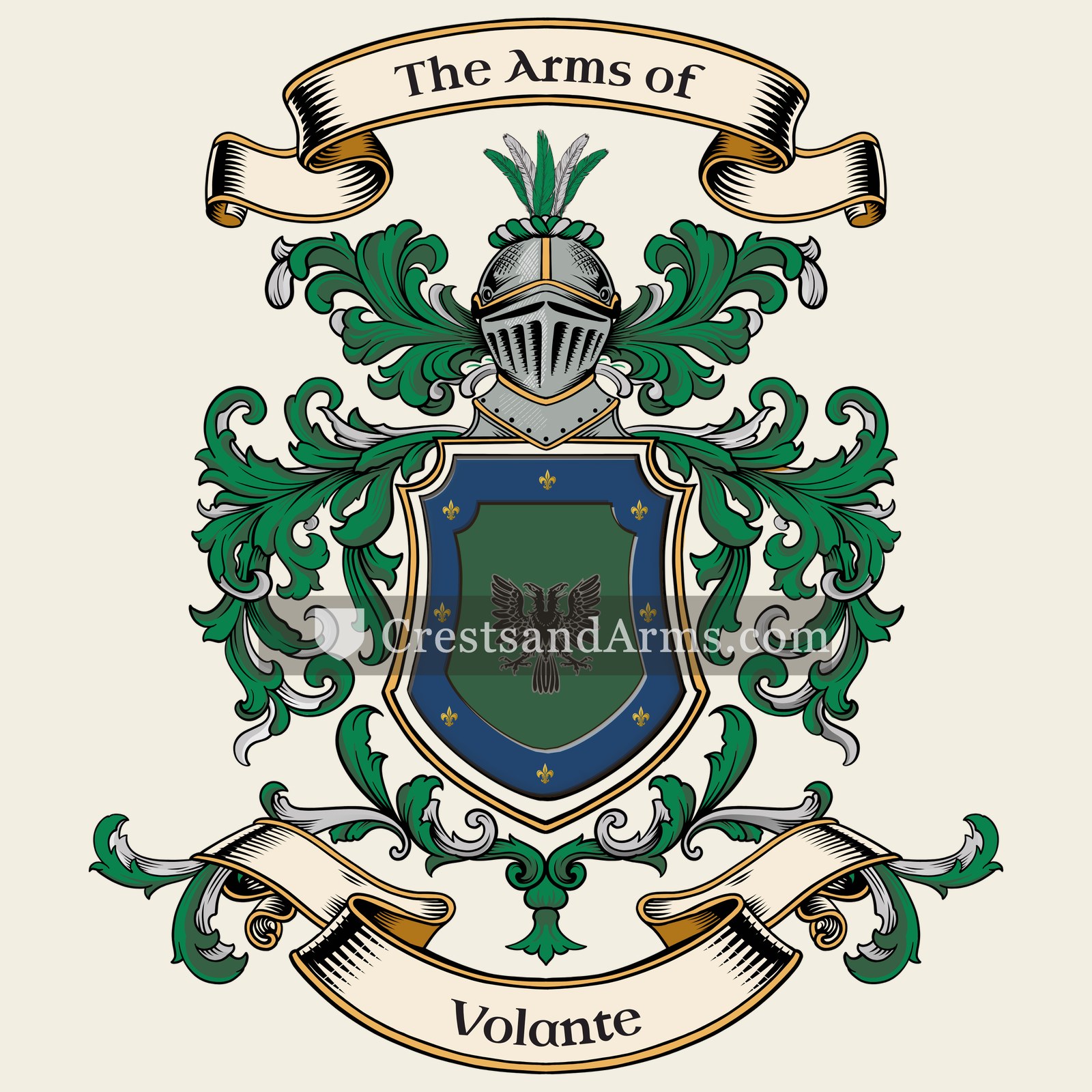 The Volante coat of arms, drawn from the recorded blazon