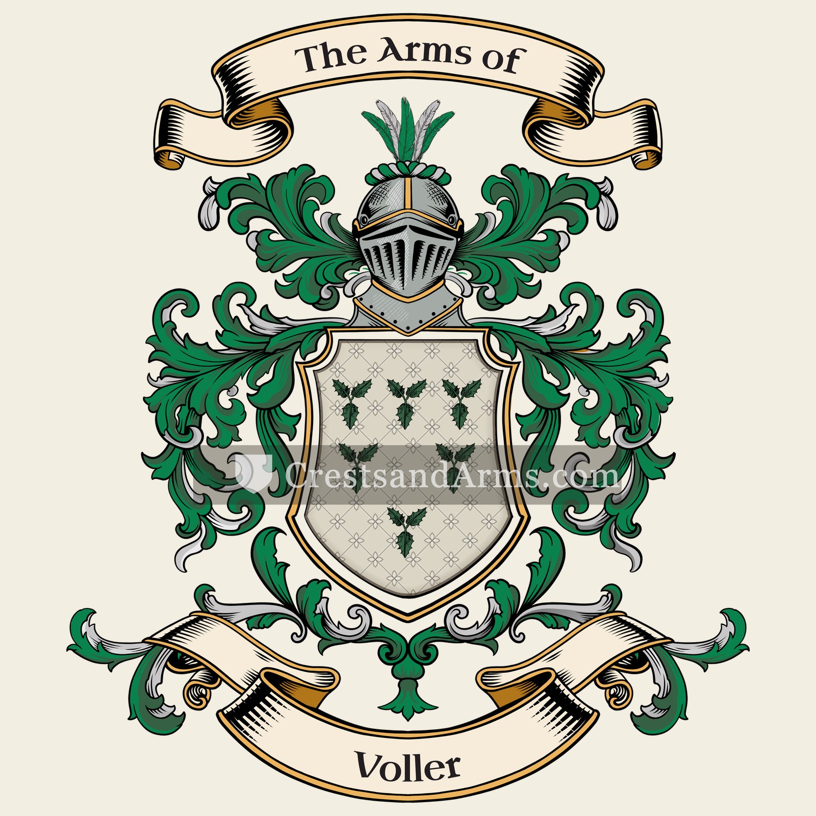 The Voller coat of arms, drawn from the recorded blazon