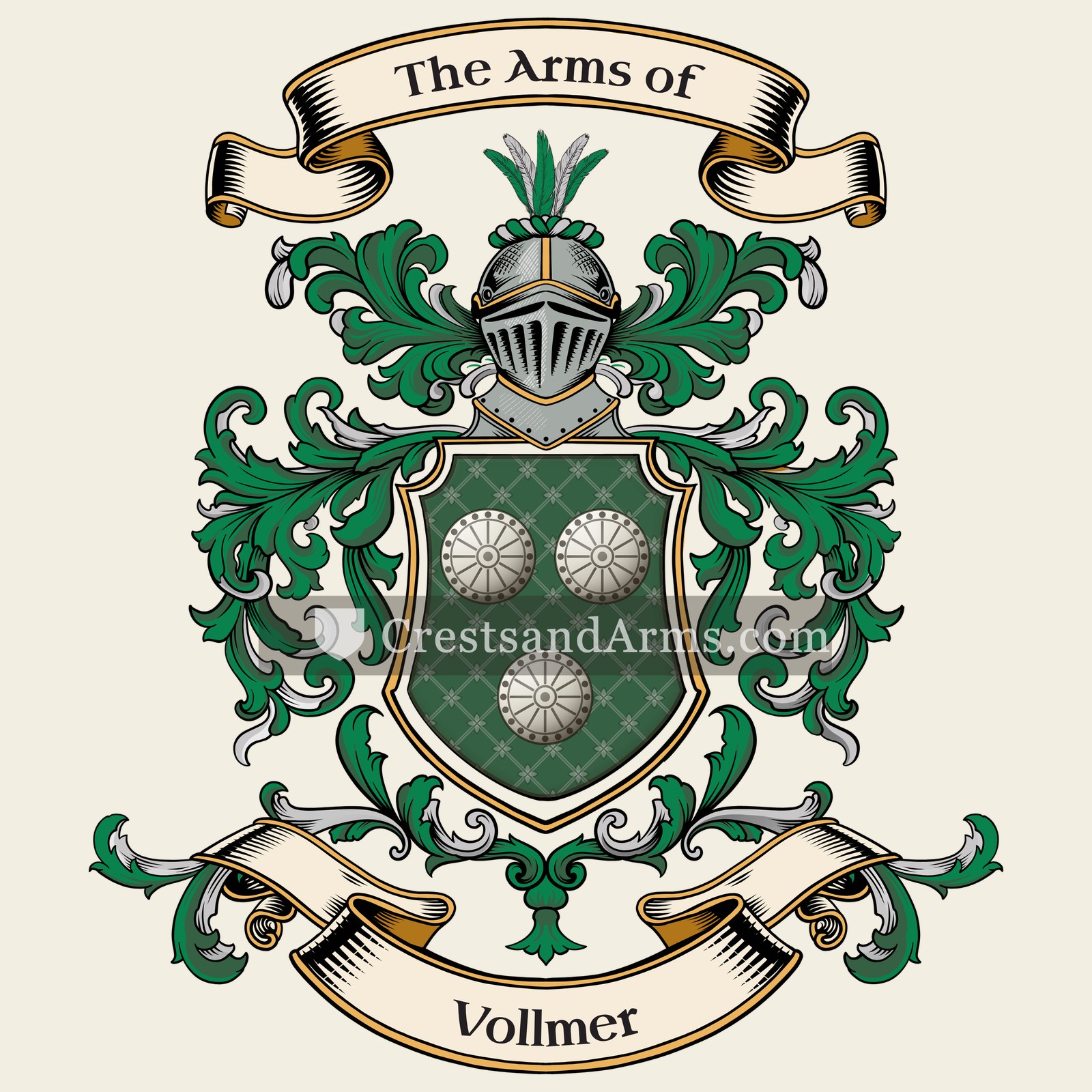 The Vollmer coat of arms, drawn from the recorded blazon