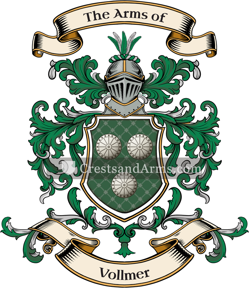 The Vollmer coat of arms, drawn from the recorded blazon