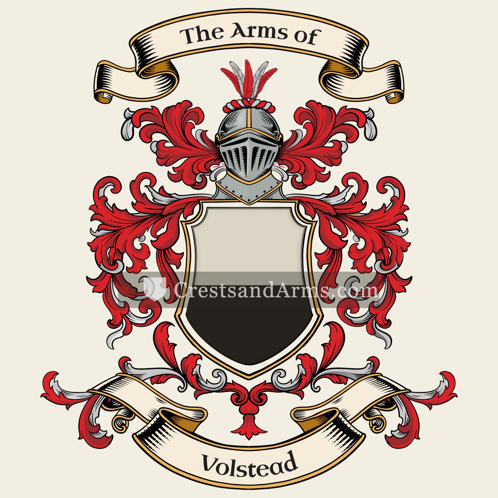 The Volstead coat of arms, drawn from the recorded blazon
