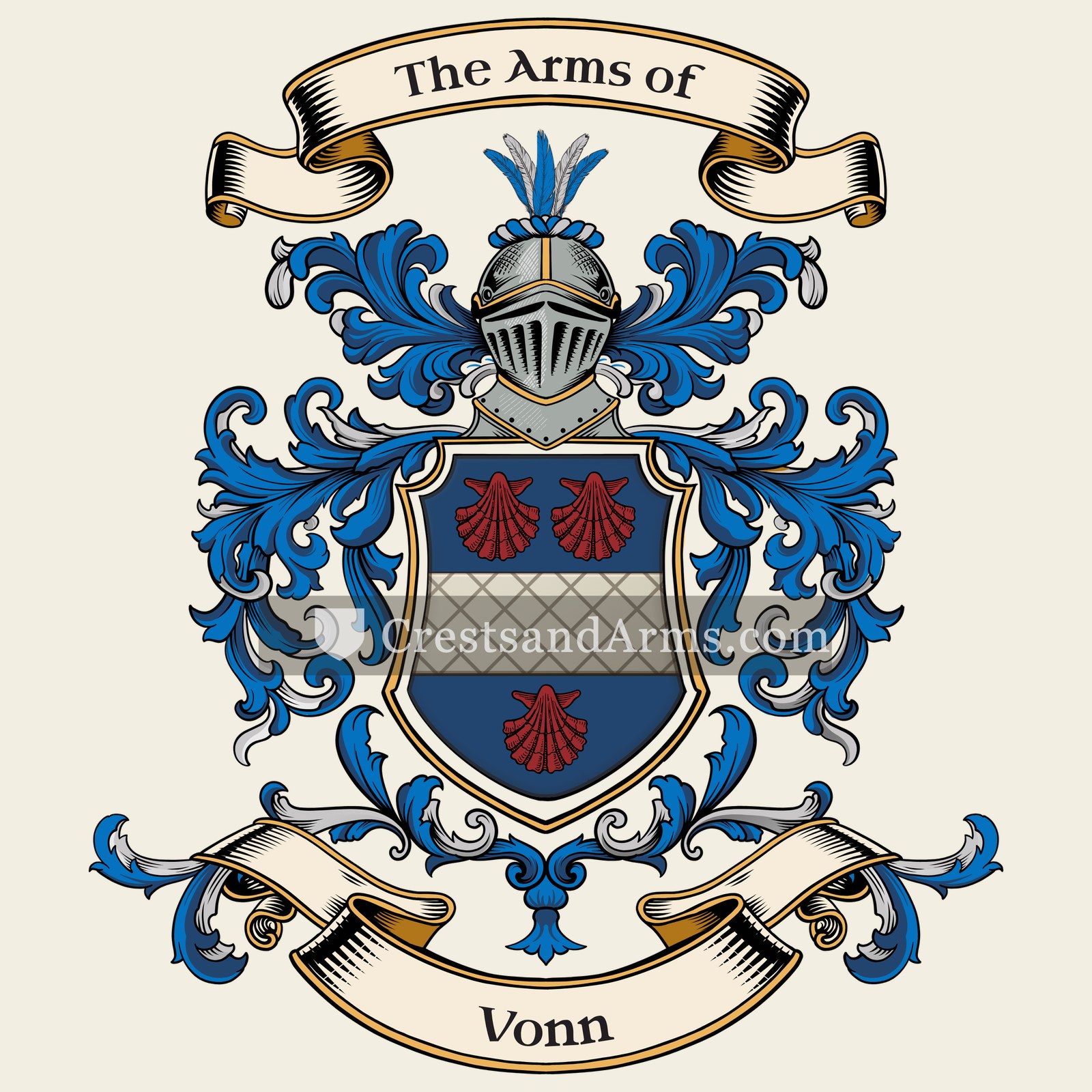 The Vonn coat of arms, drawn from the recorded blazon