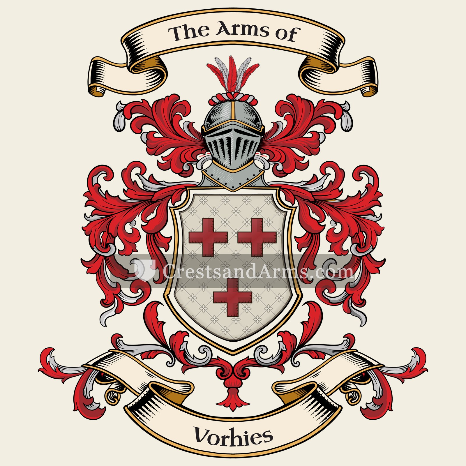 The Vorhies coat of arms, drawn from the recorded blazon