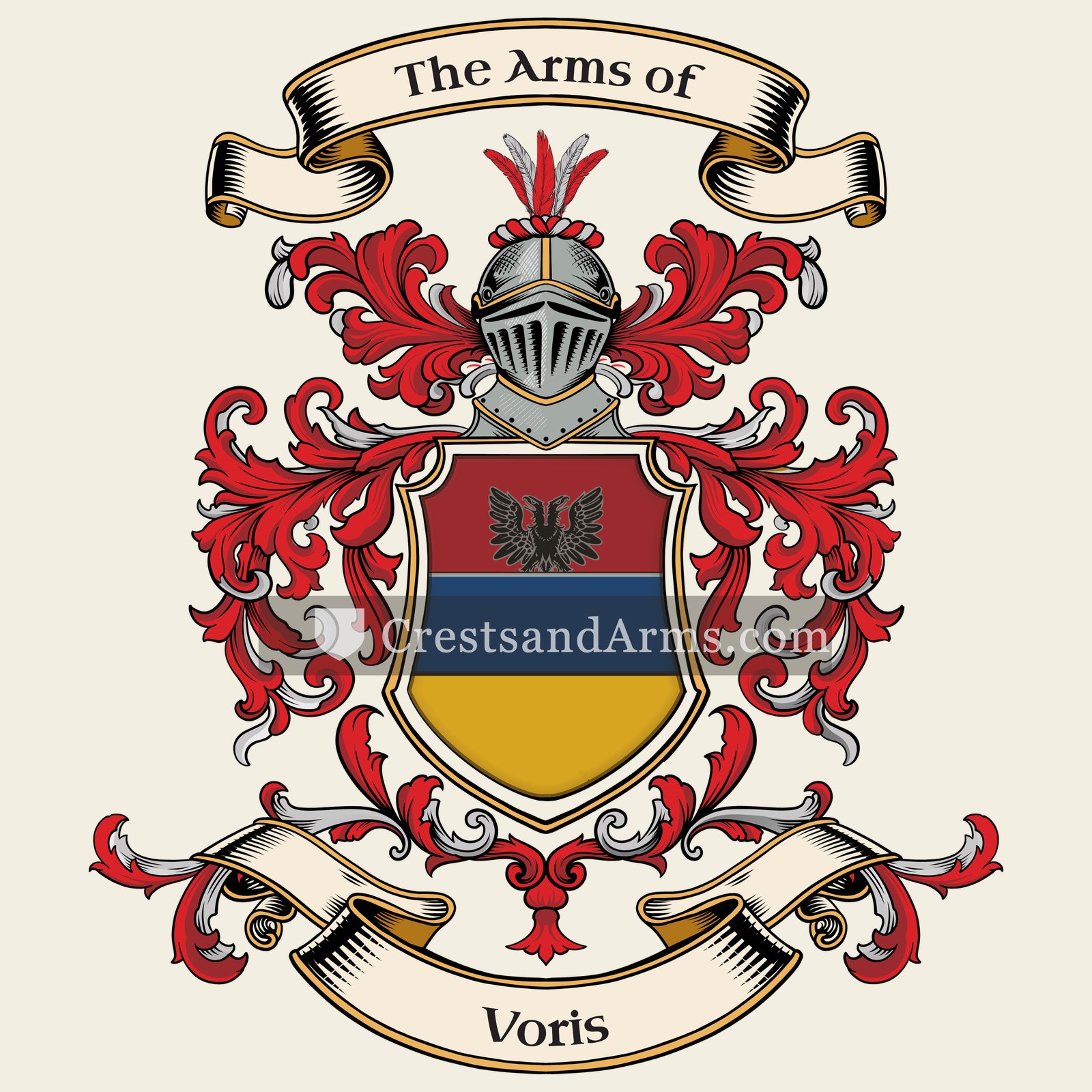 The Voris coat of arms, drawn from the recorded blazon