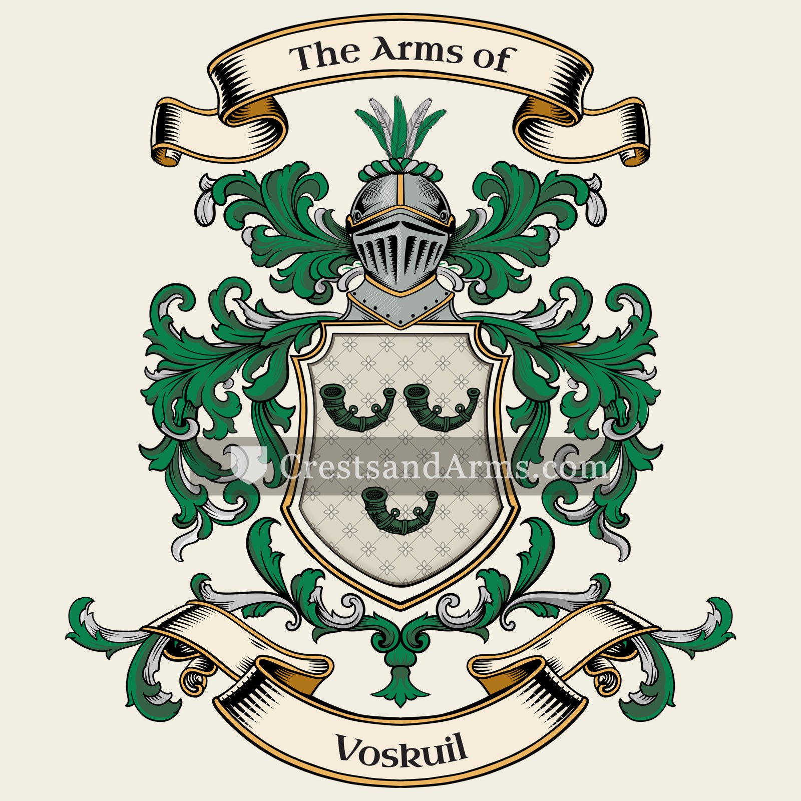 The Voskuil coat of arms, drawn from the recorded blazon