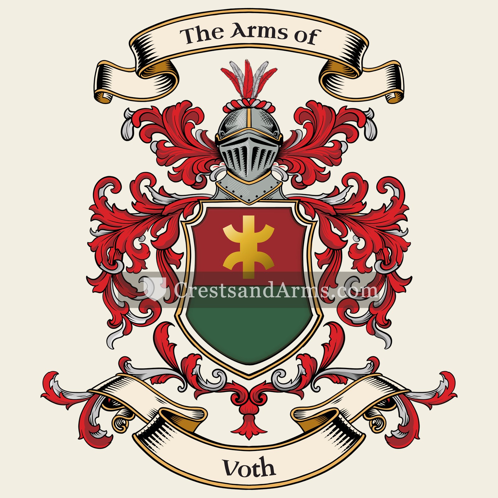 The Voth coat of arms, drawn from the recorded blazon