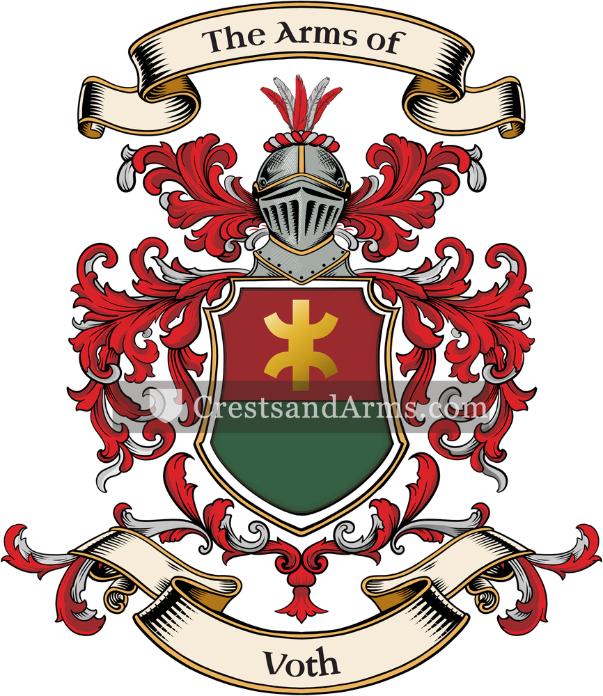 The Voth coat of arms, drawn from the recorded blazon
