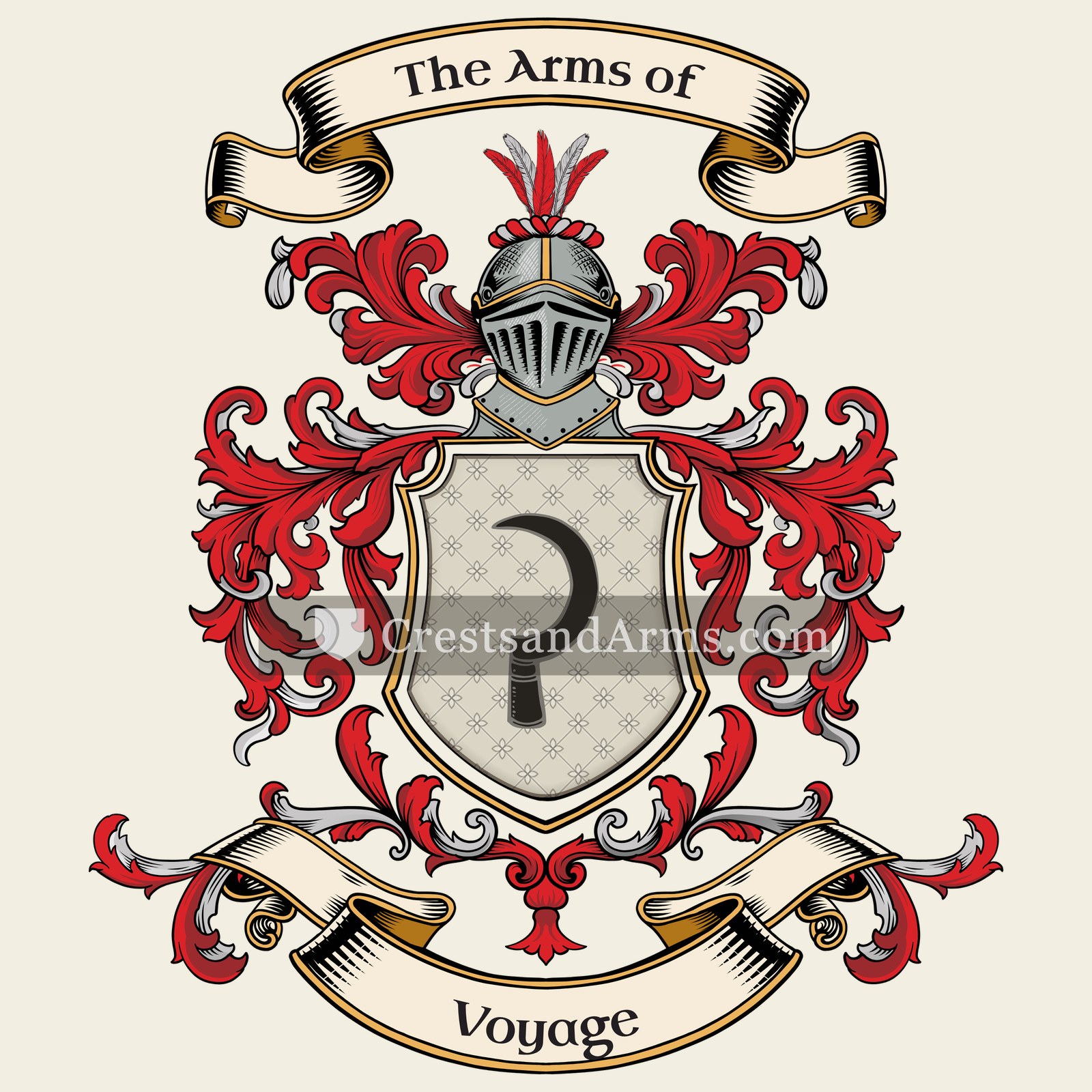 The Voyage coat of arms, drawn from the recorded blazon
