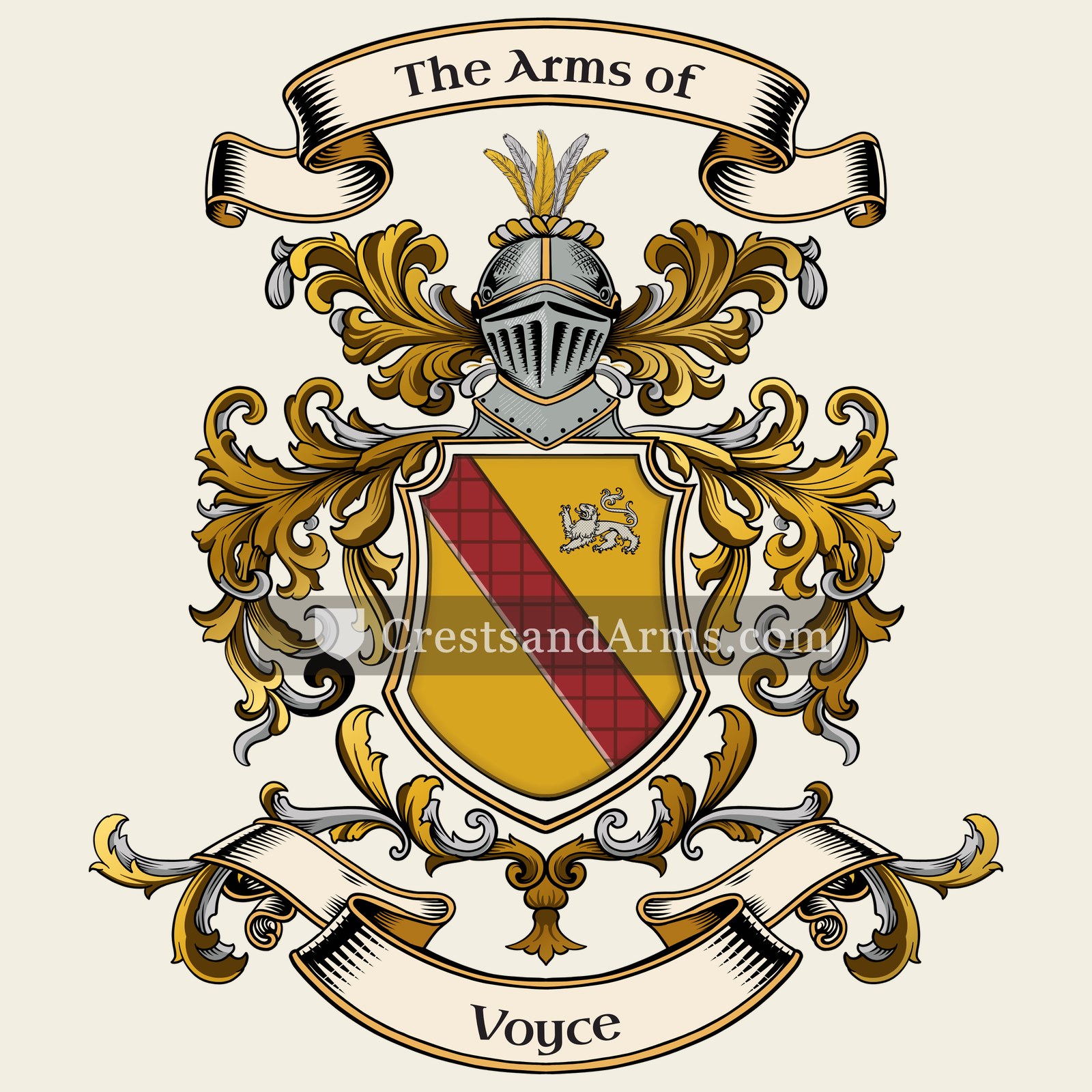 The Voyce coat of arms, drawn from the recorded blazon