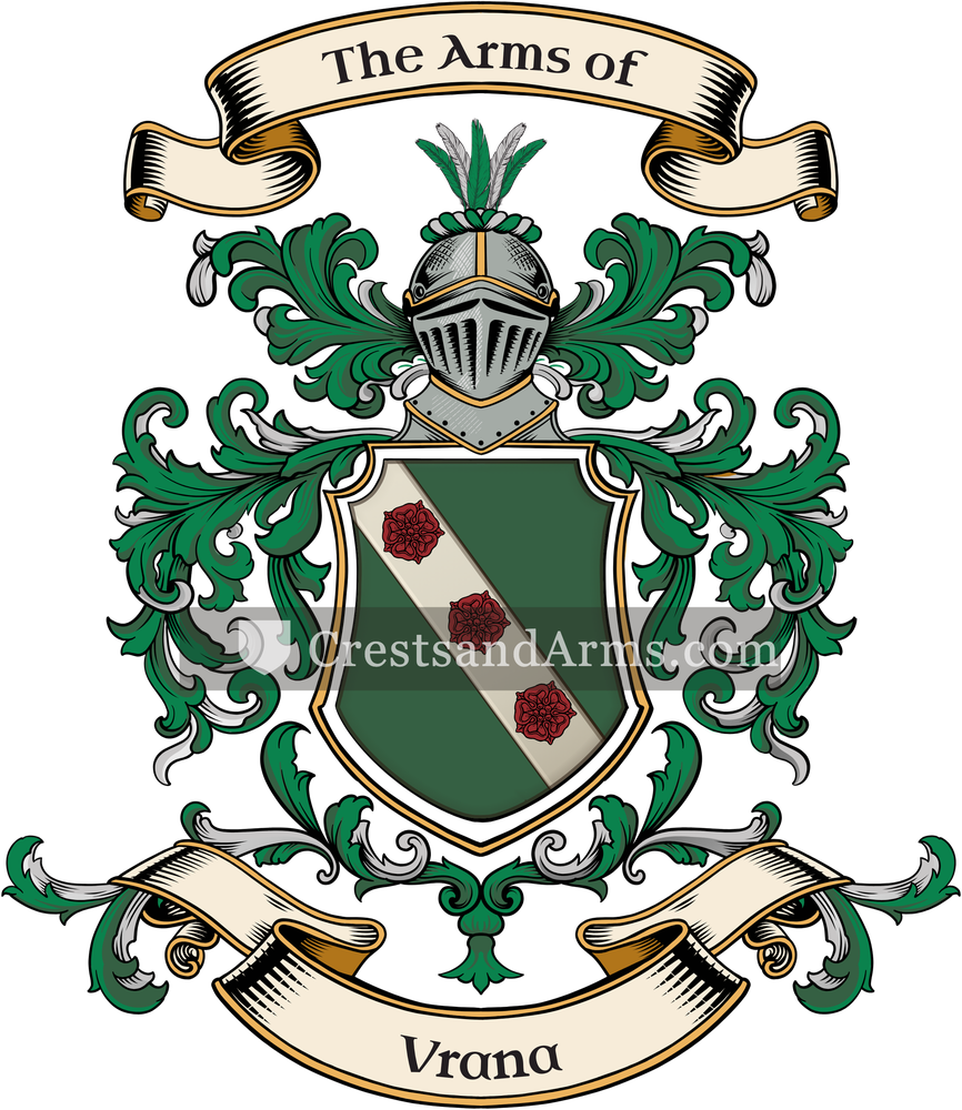 The Vrana coat of arms, drawn from the recorded blazon