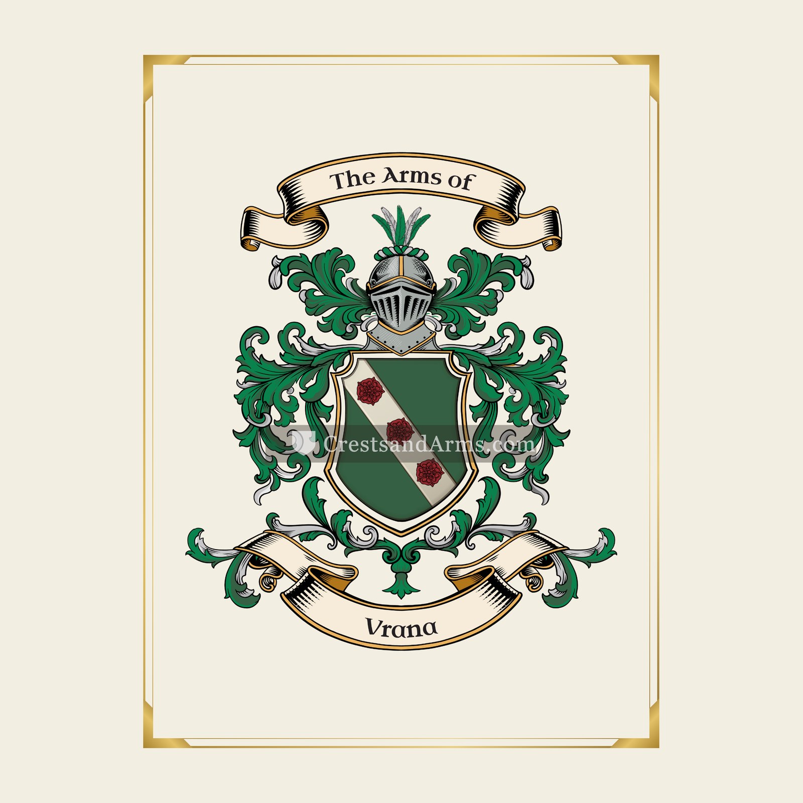 With gold border
