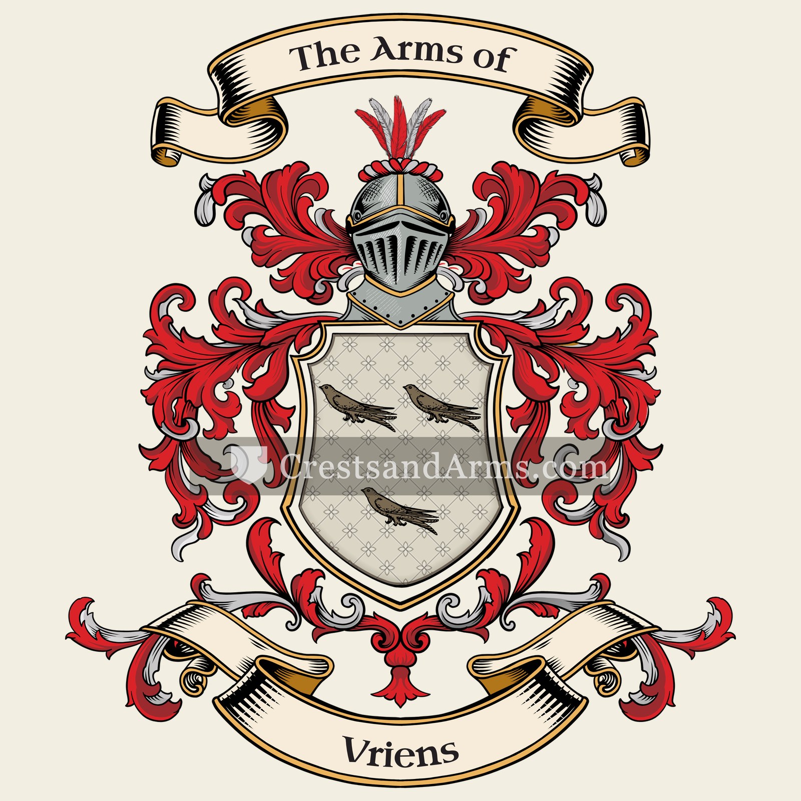 The Vriens coat of arms, drawn from the recorded blazon