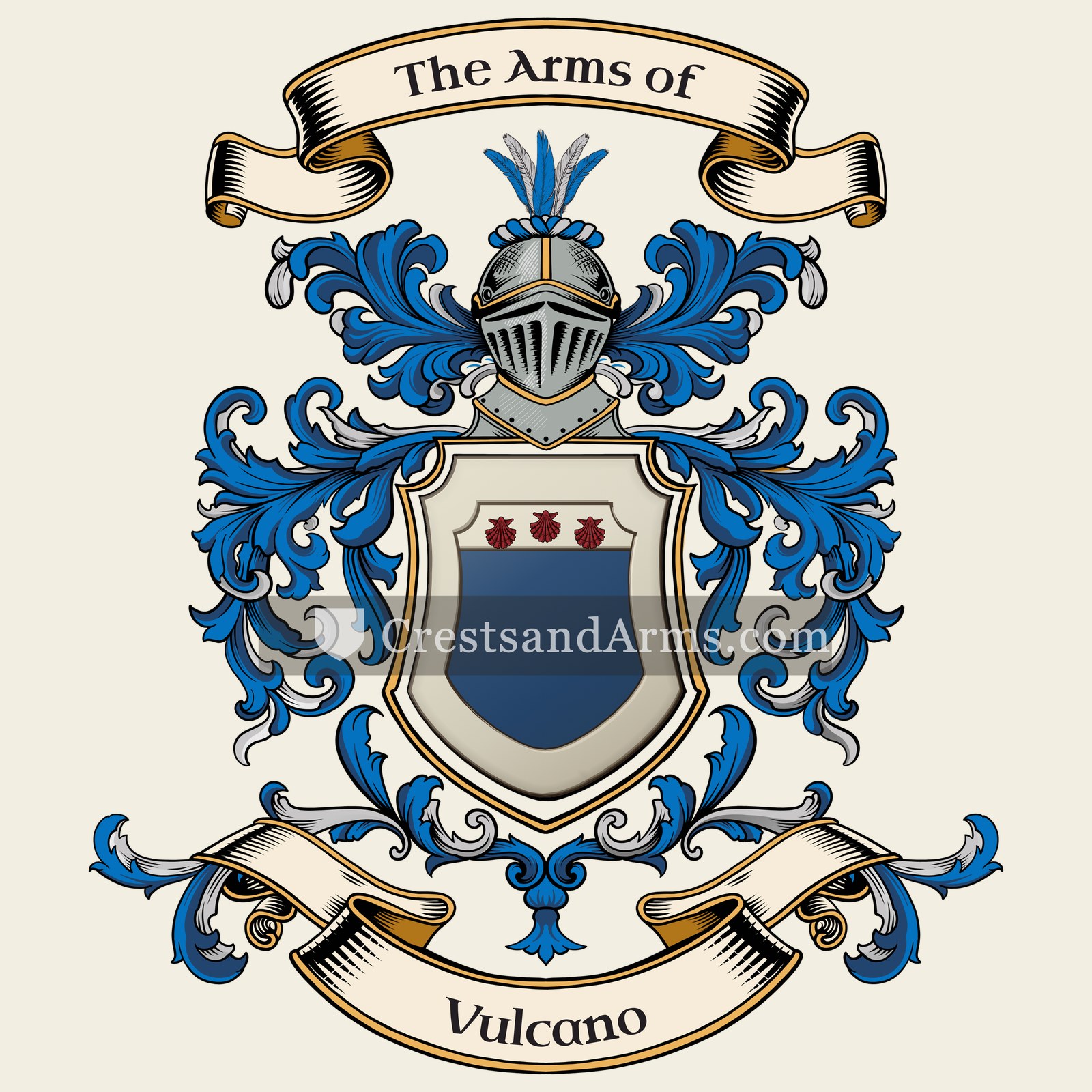 The Vulcano coat of arms, drawn from the recorded blazon