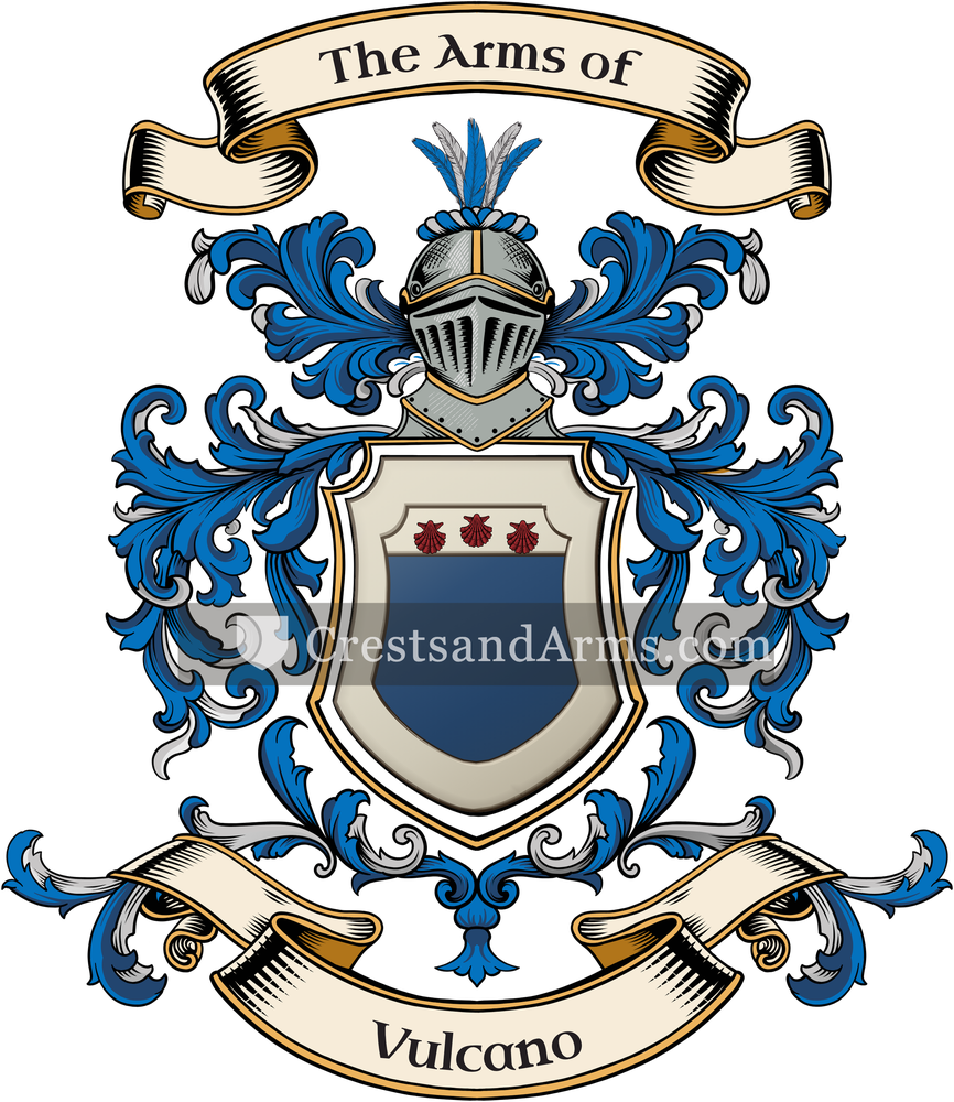 The Vulcano coat of arms, drawn from the recorded blazon