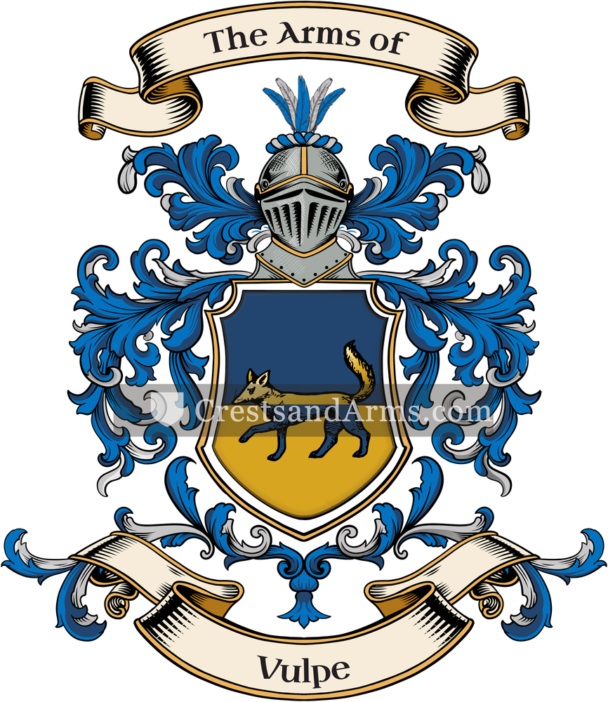 The Vulpe coat of arms, drawn from the recorded blazon