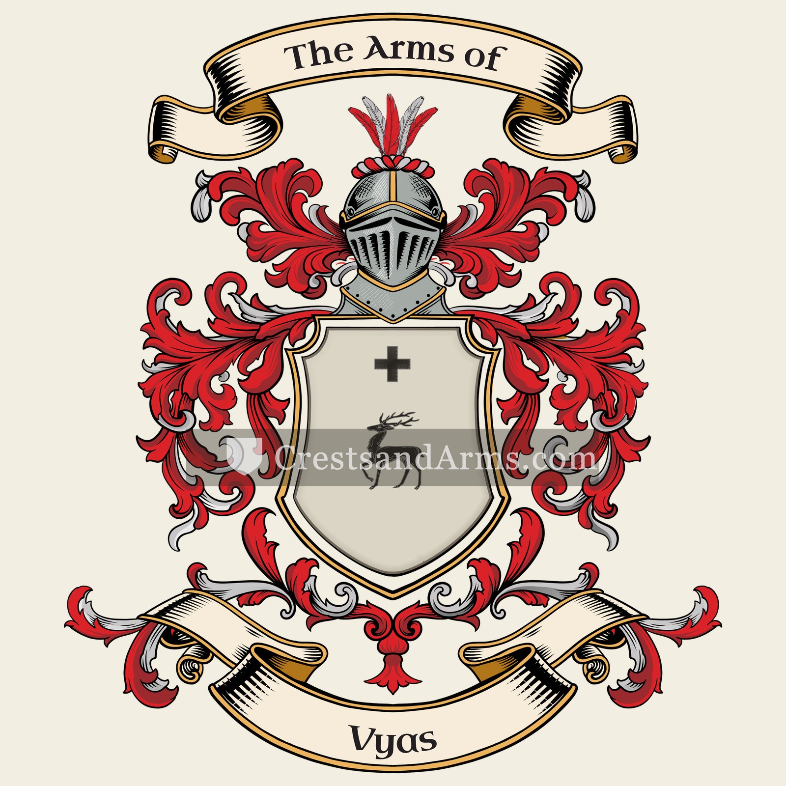 The Vyas coat of arms, drawn from the recorded blazon