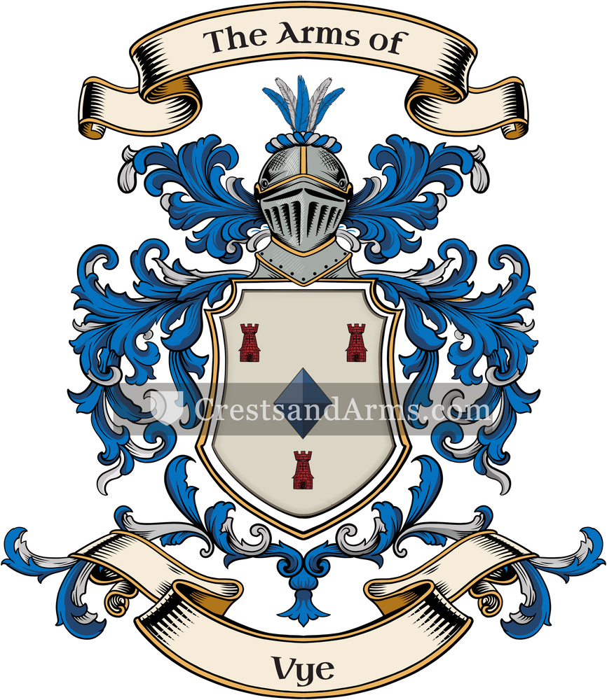 The Vye coat of arms, drawn from the recorded blazon