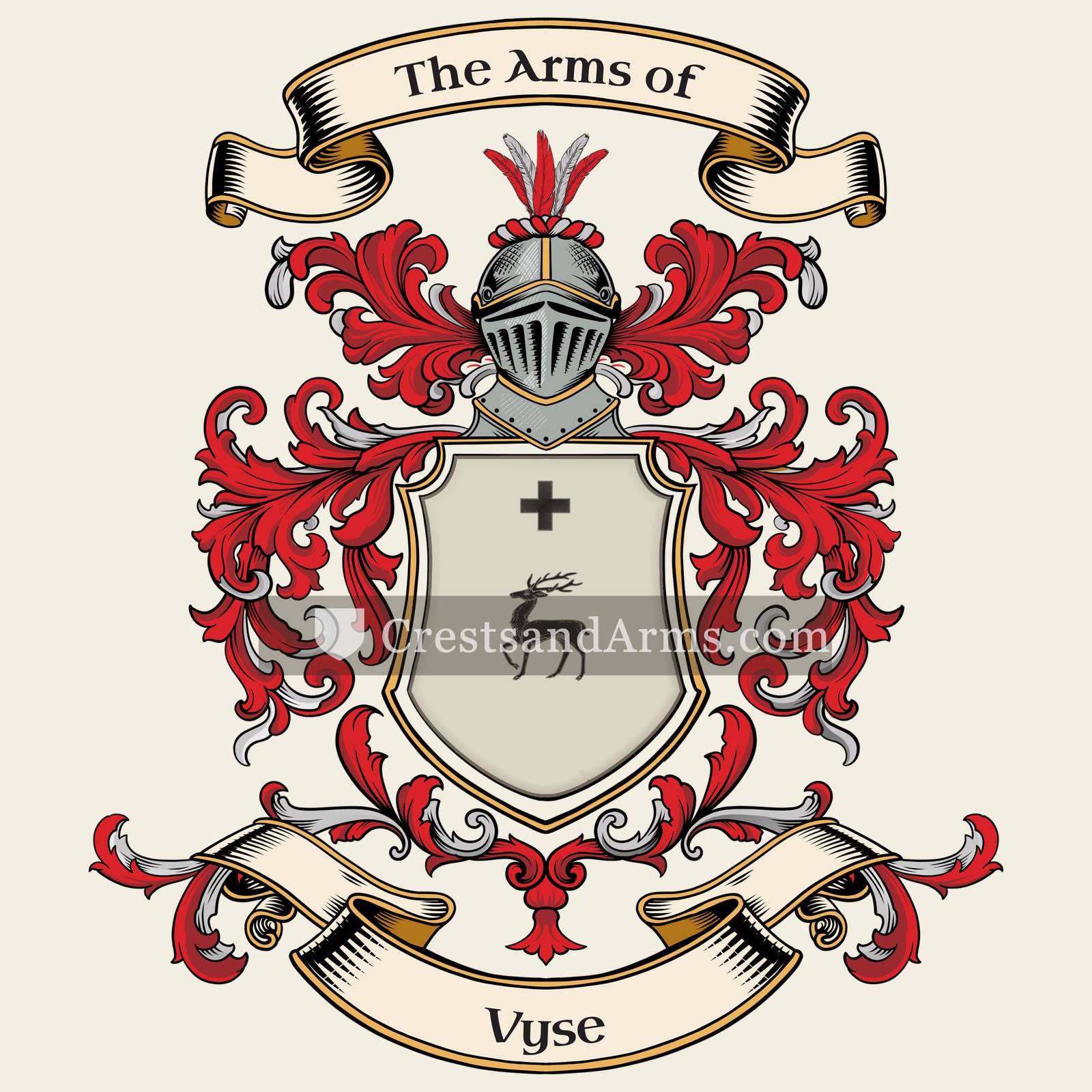 The Vyse coat of arms, drawn from the recorded blazon