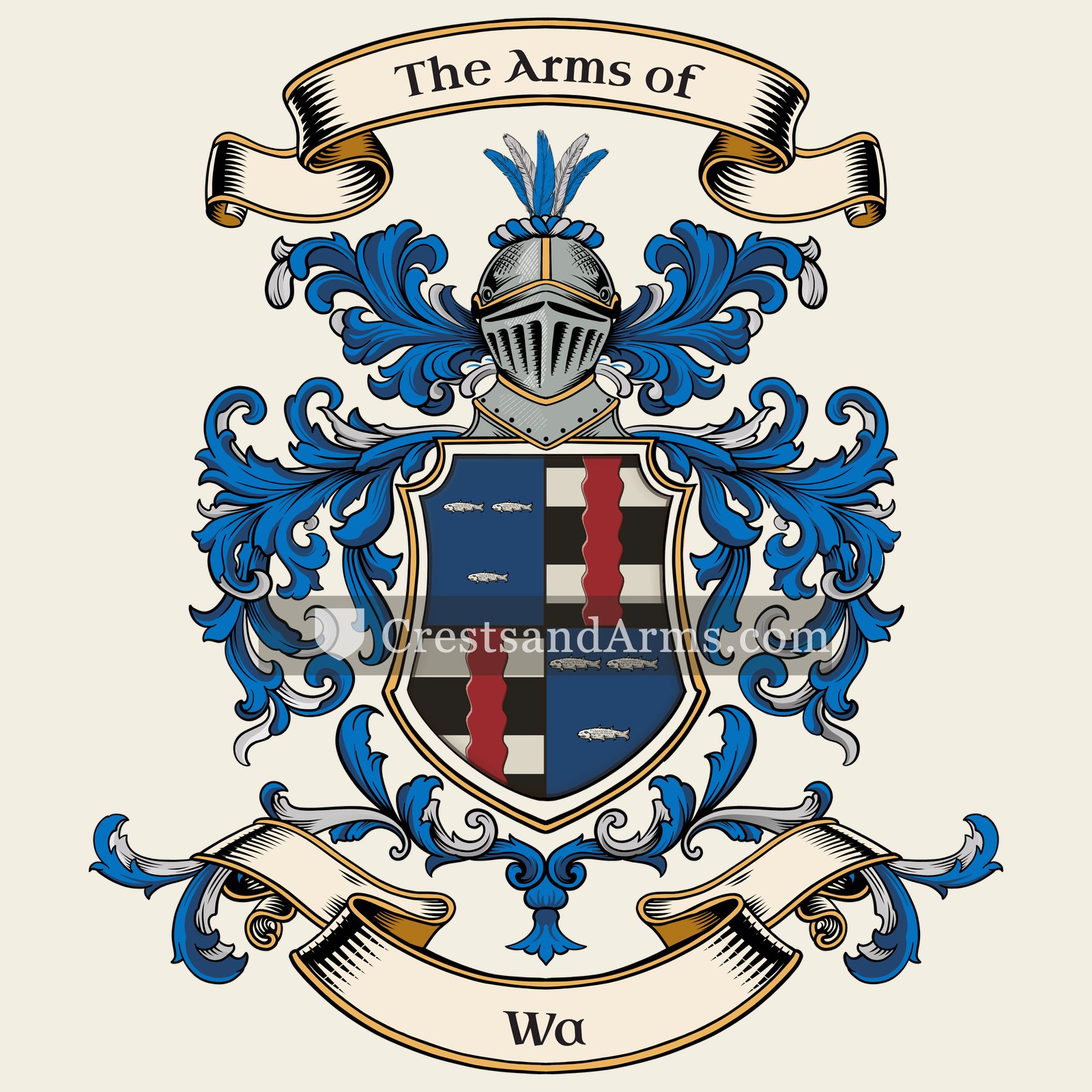 The Wa coat of arms, drawn from the recorded blazon