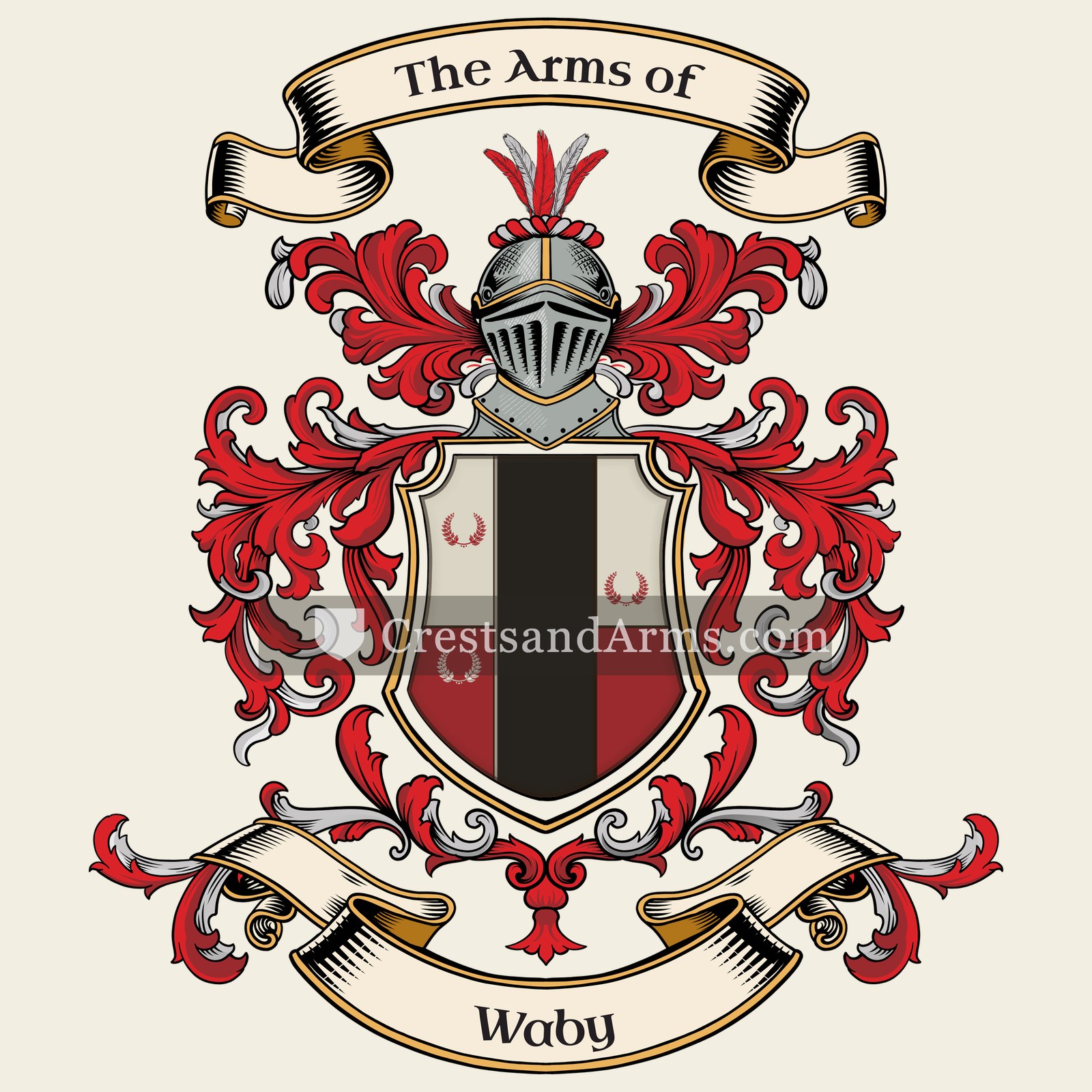 The Waby coat of arms, drawn from the recorded blazon