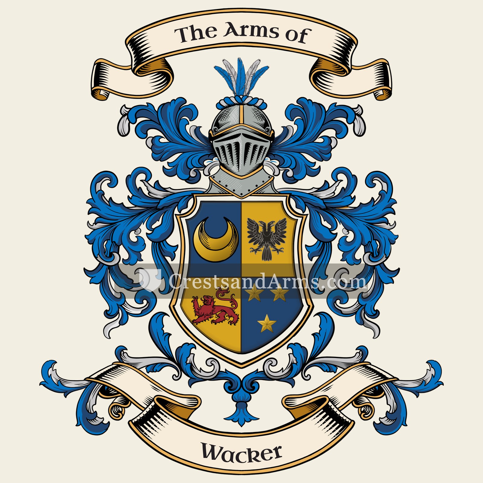 The Wacker coat of arms, drawn from the recorded blazon