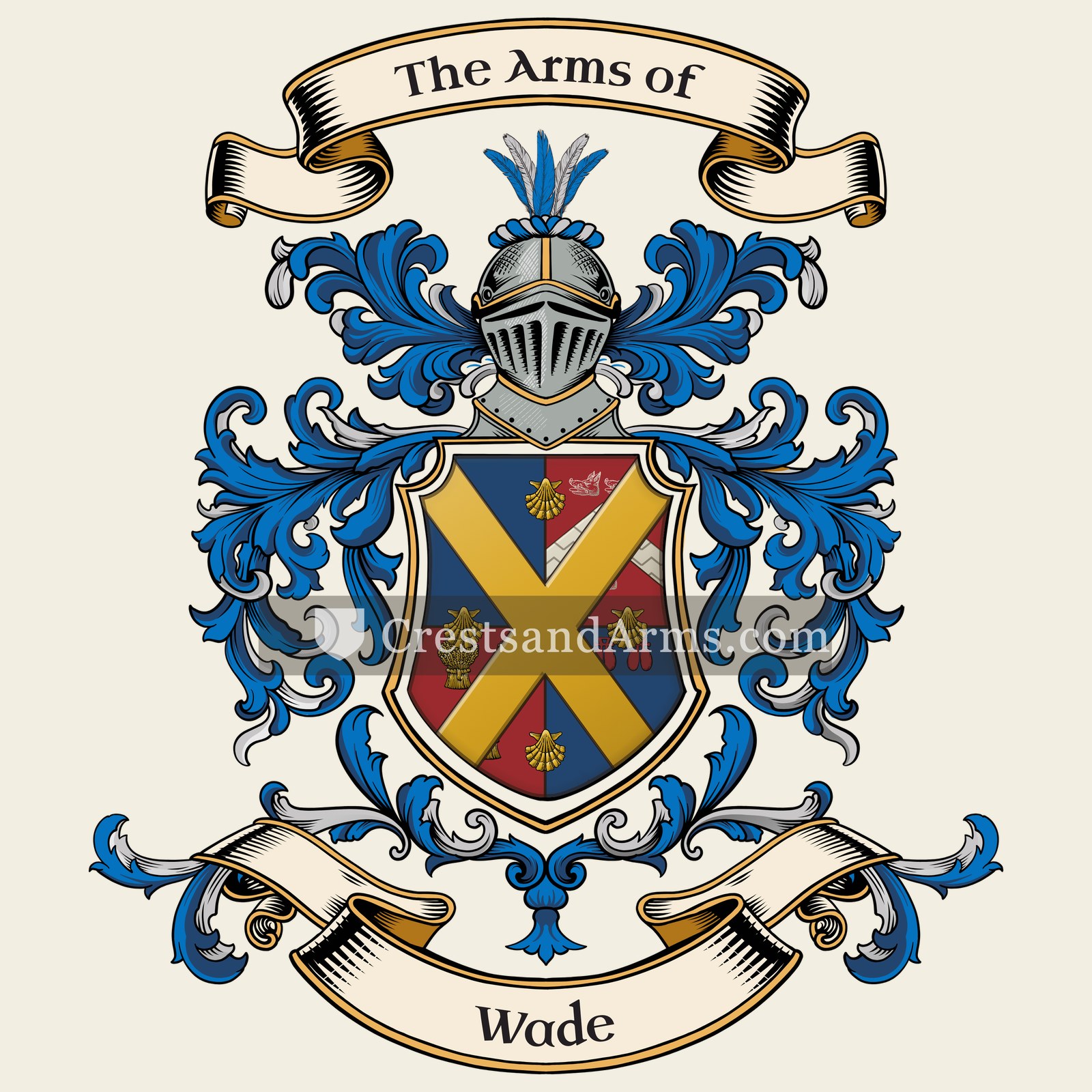 The Wade coat of arms, drawn from the recorded blazon